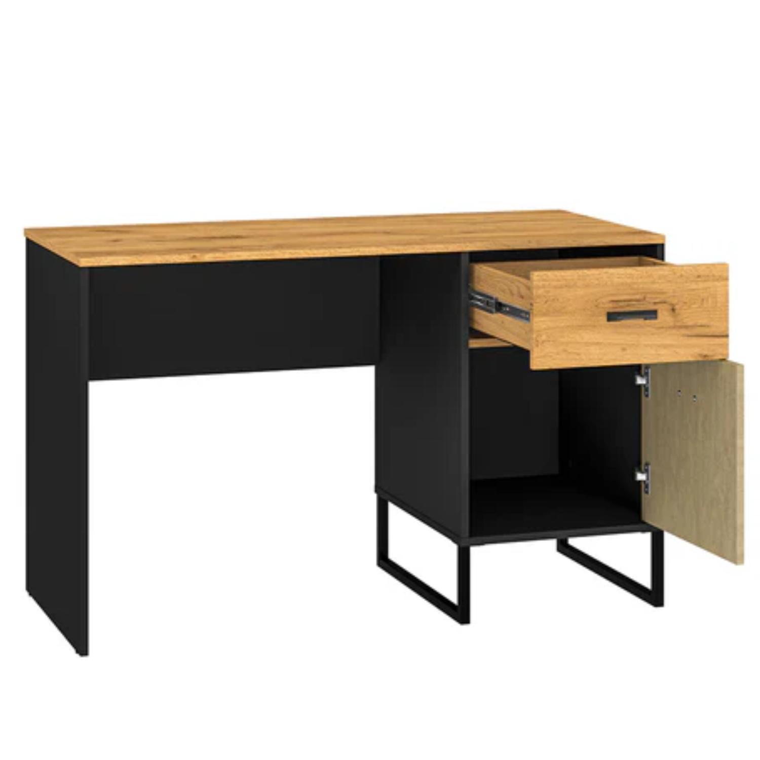 Bureau Design en Chêne Artisan Or et Noir – Plateau Résistant et Finitions Acier Premium – 120 cm