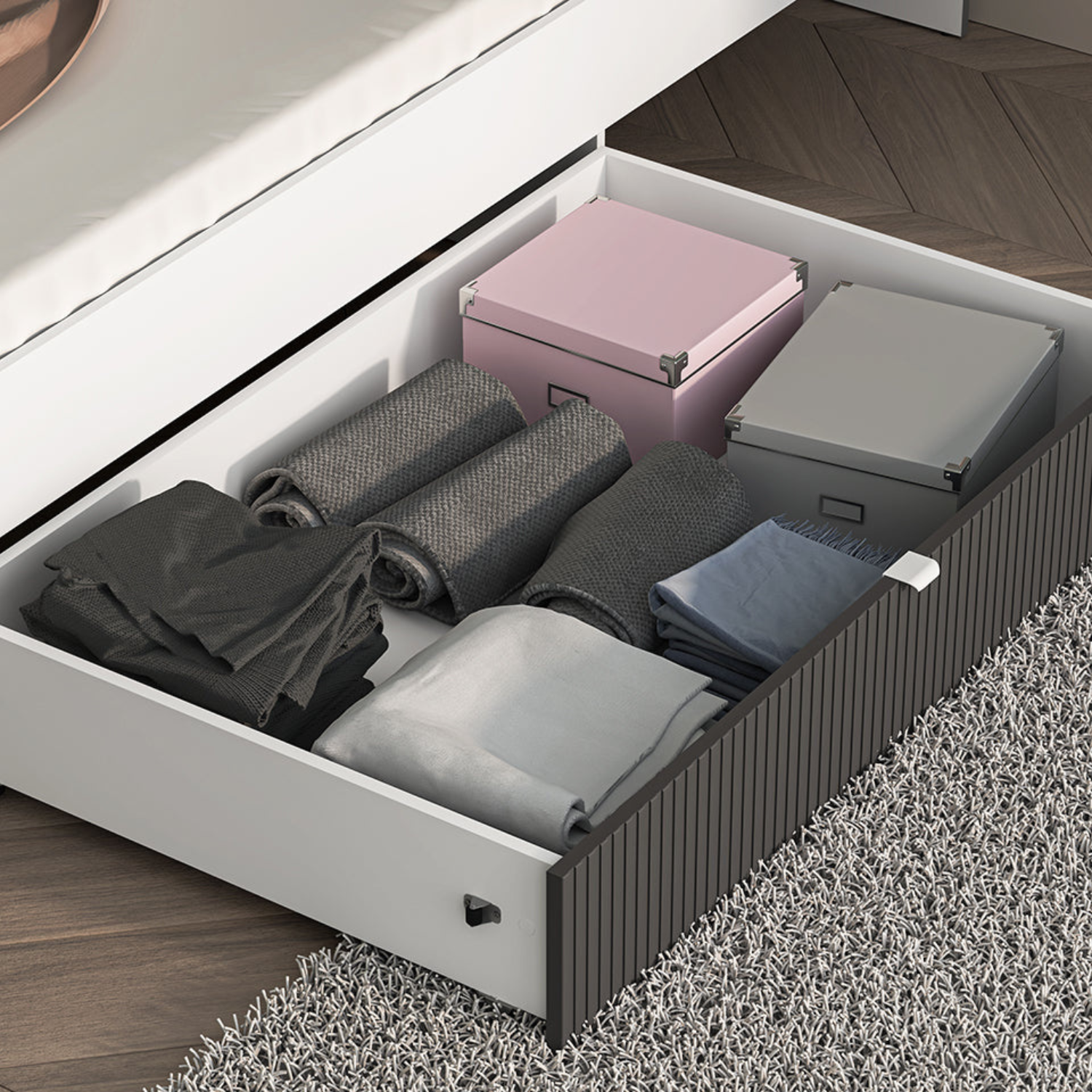 Lit Moderne avec Finition Graphite Mat & Blanc – 90x207 cm