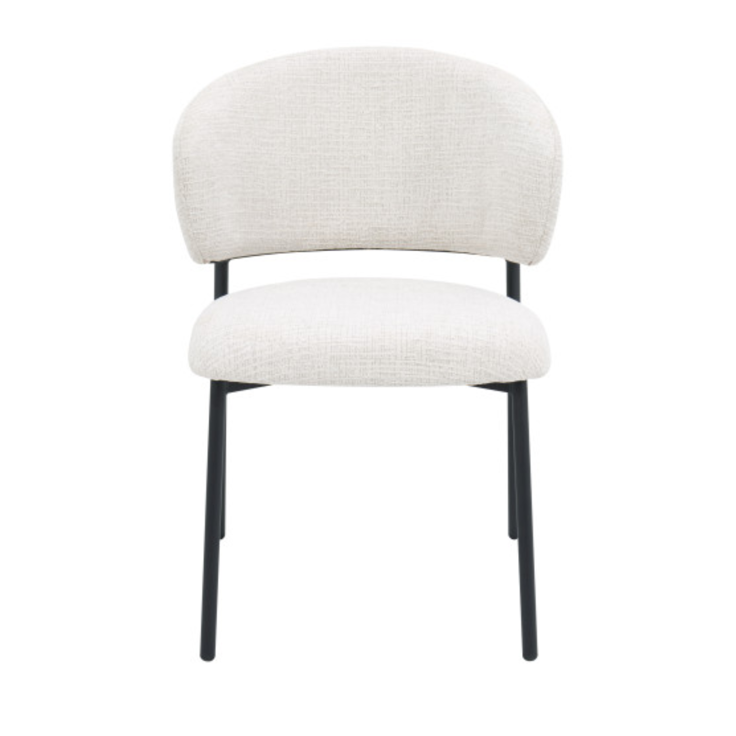 Chaise design – Tissu texturé & piètement acier noir (Beige ou Blanc)