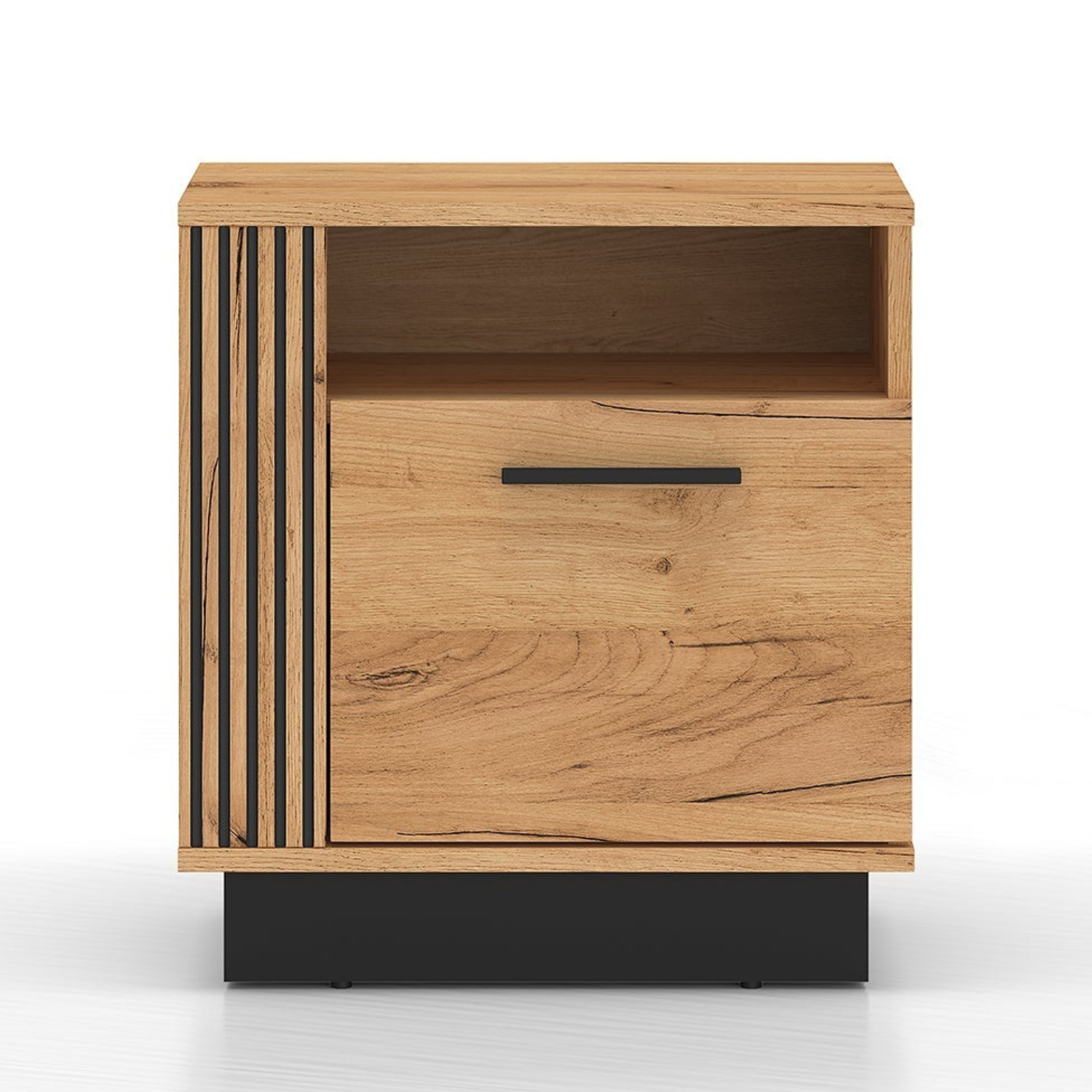 Table de Chevet Chêne Craft Gold et Noir – Assemblage Droite-Gauche, Design Moderne et Résistant