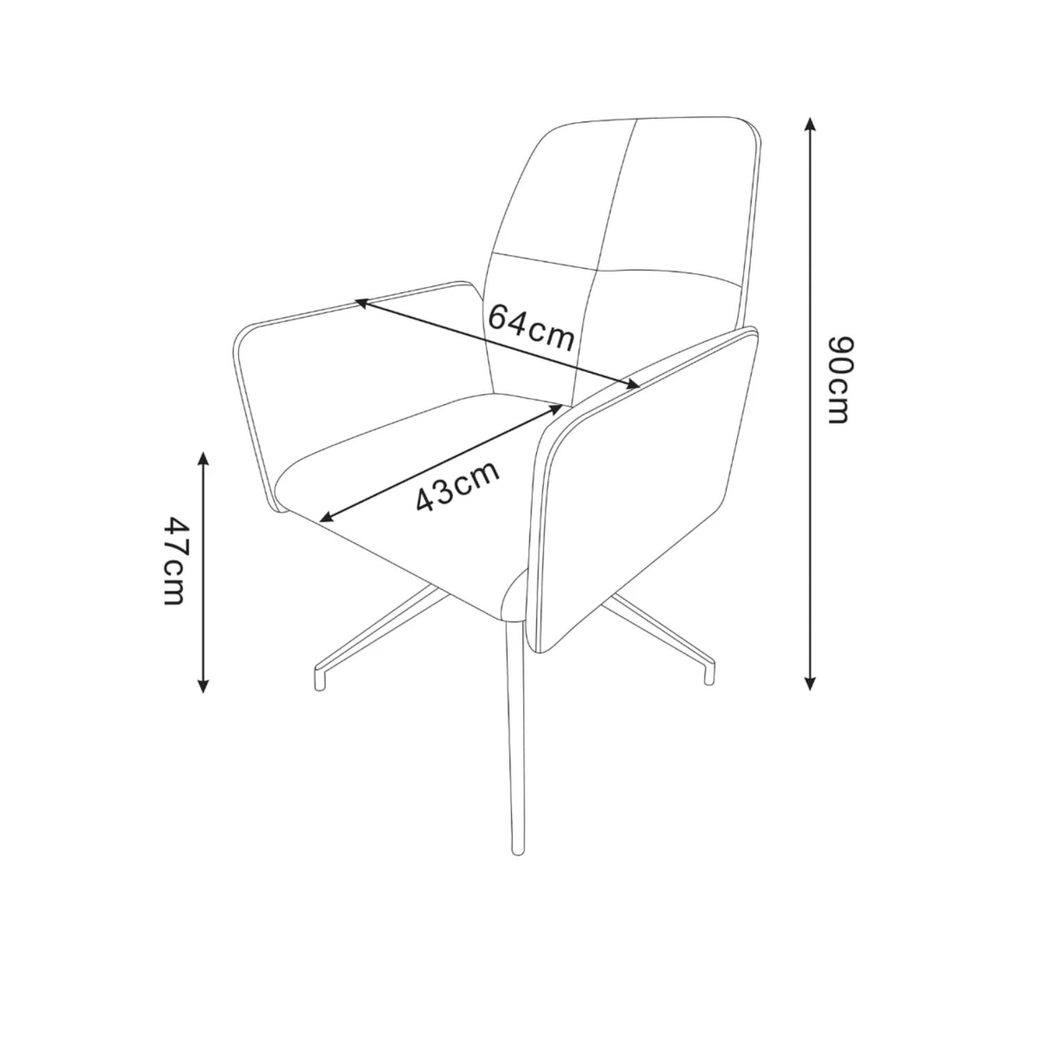 Chaise pivotante à 360° – Revêtement tweed gris anti-tache, piètement métal noir, design moderne et confortable