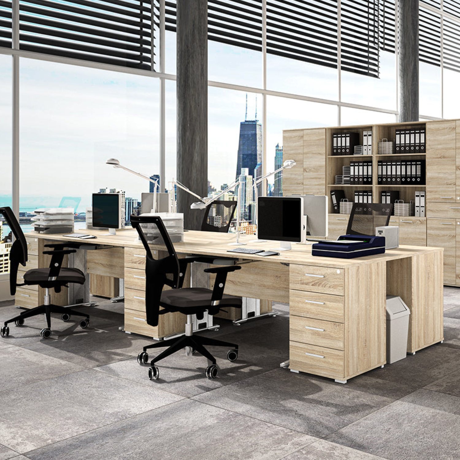 Bureau Moderne avec Bordure ABS - Résistant et Élégant en Lumière de Sonoma