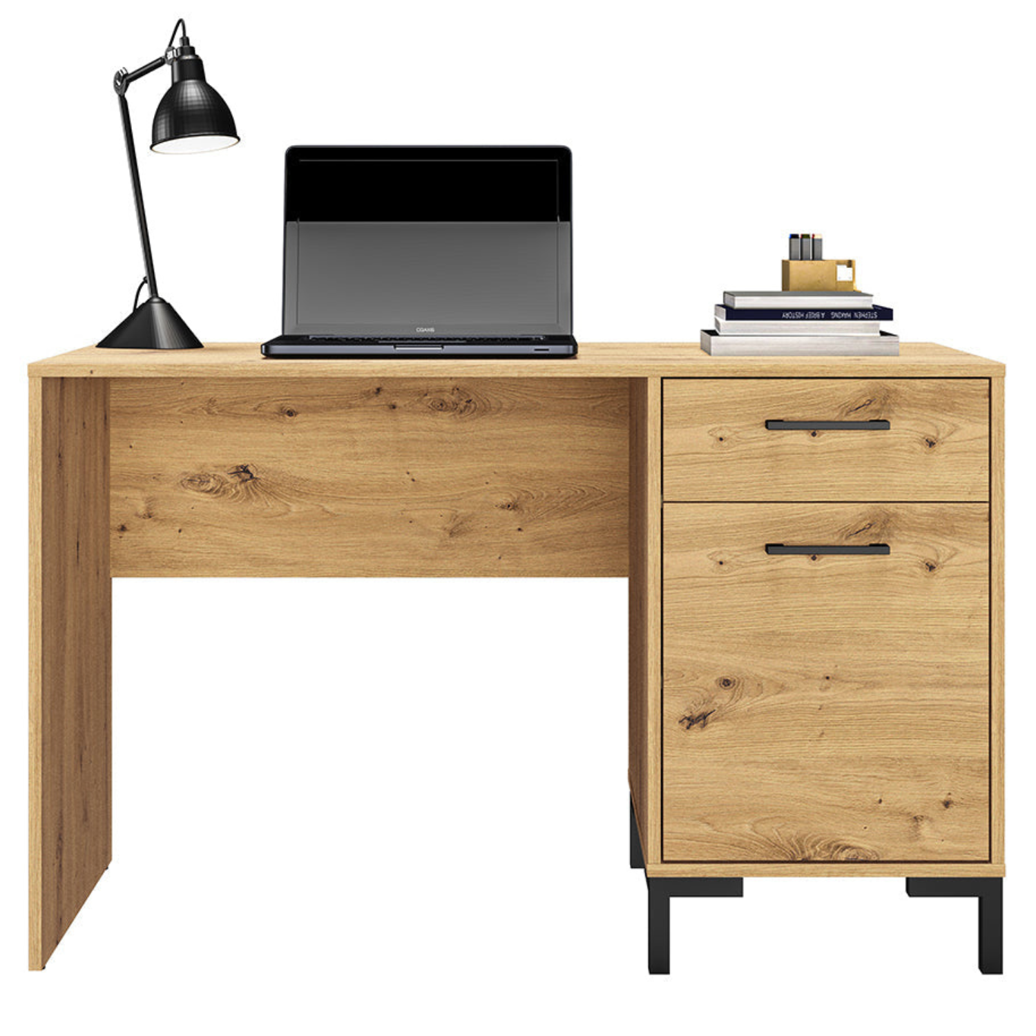 Bureau en Chêne Artisanal avec Bordure ABS - Résistant aux Rayures et Humidité, Design Moderne et Fonctionnel