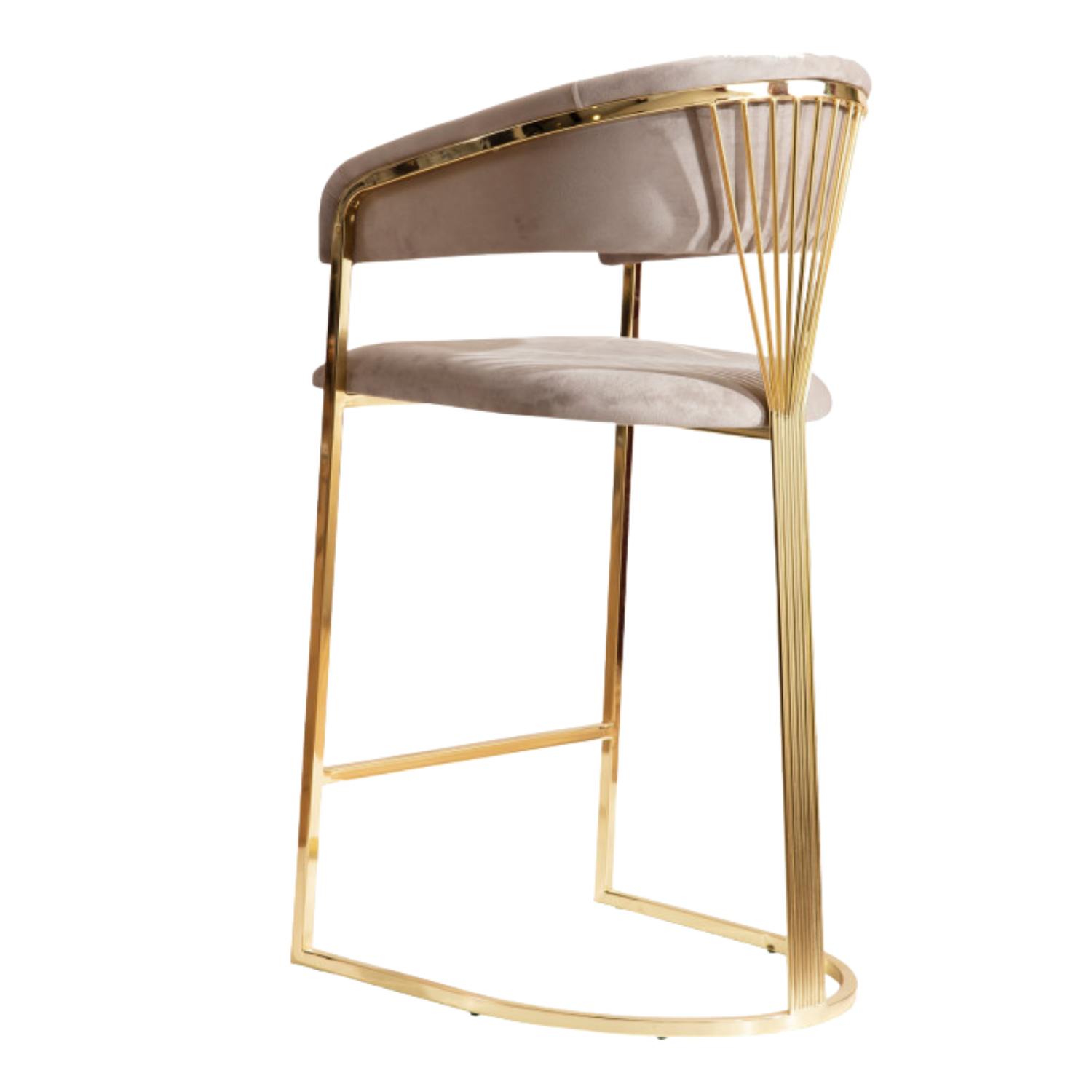 Tabouret de bar – Assise velours et piétement acier réglable