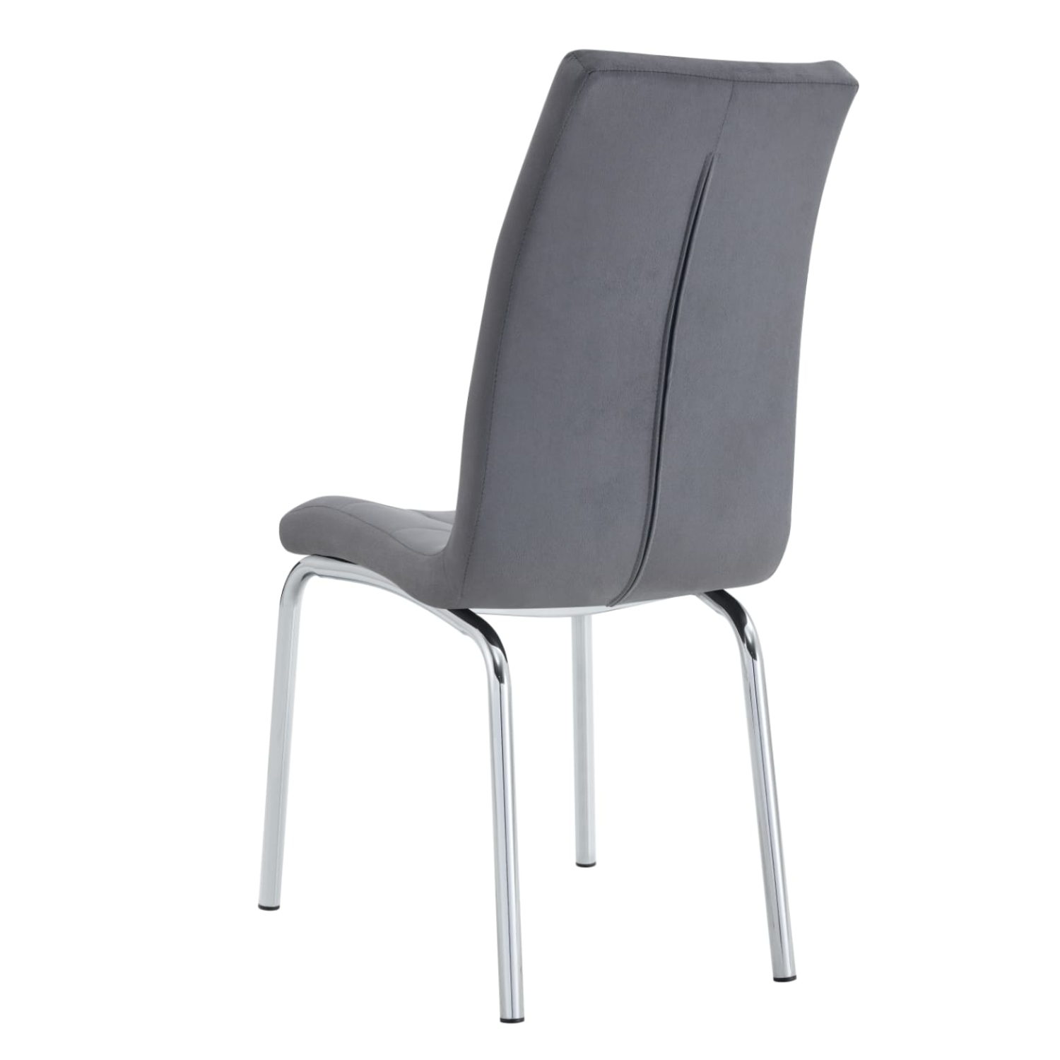 Chaise en velours avec structure métallique argentée