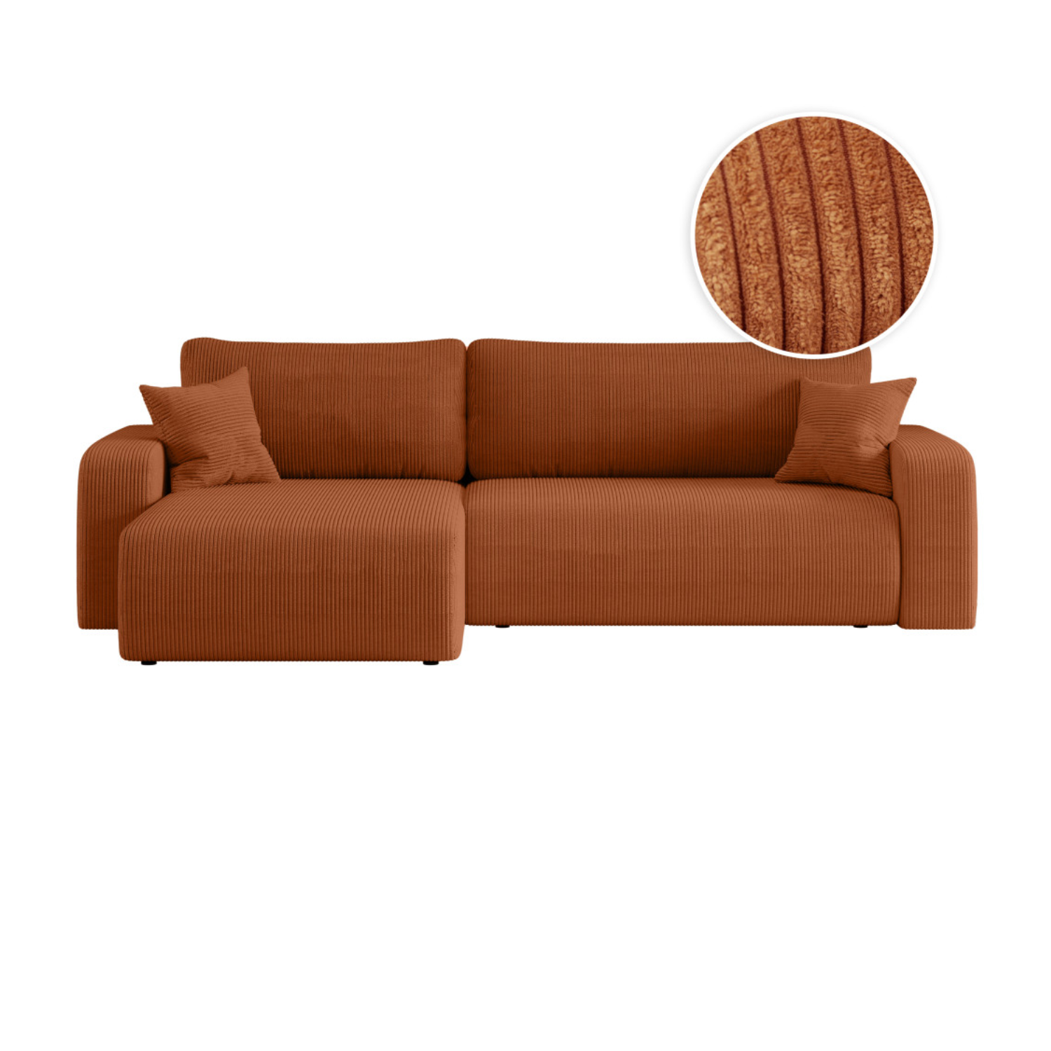 Canapé d'angle max réversible et convertible 5 places en velours côtelé