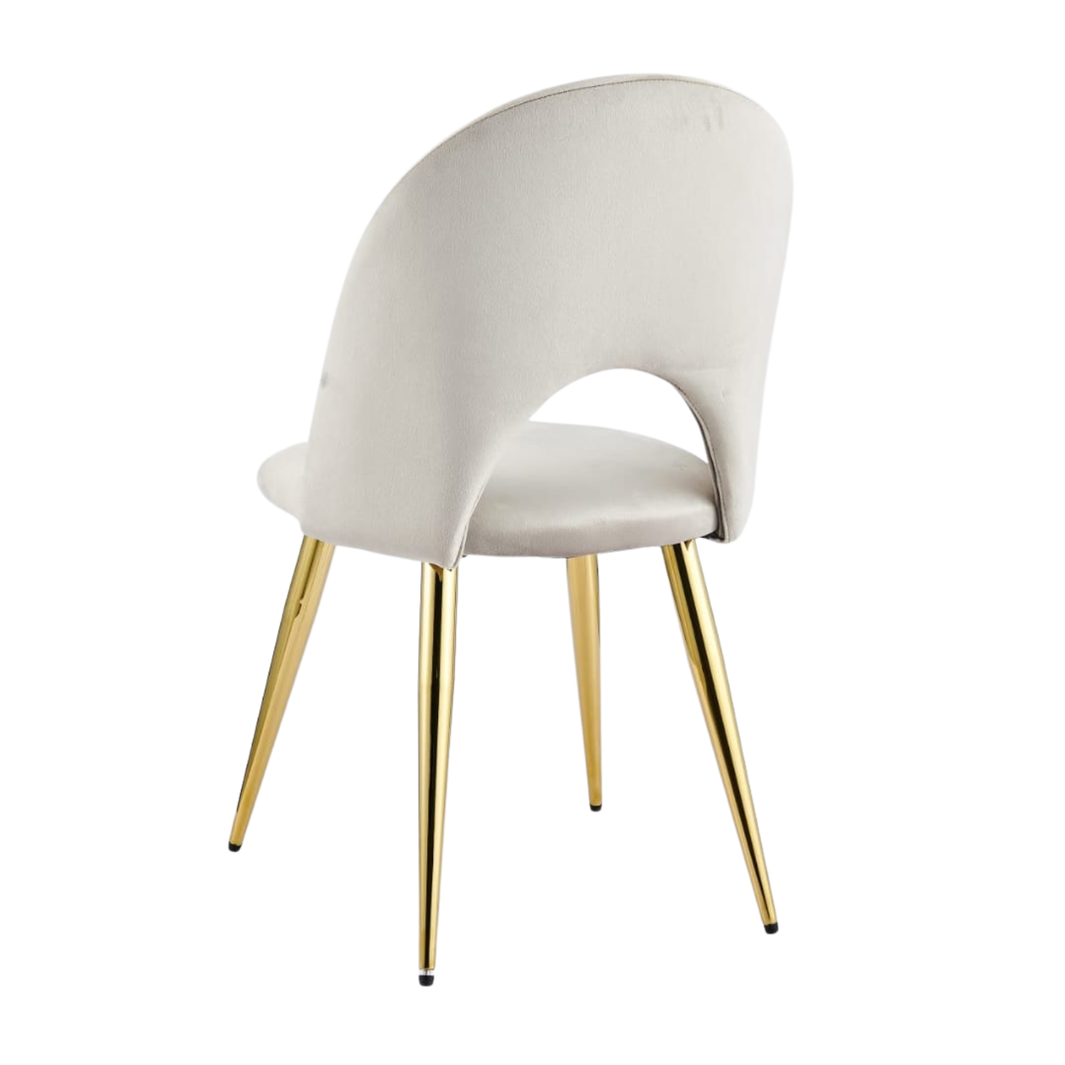 Chaise en velours avec piètement noir ou doré – L 45 cm x P 45 cm x H 90 cm