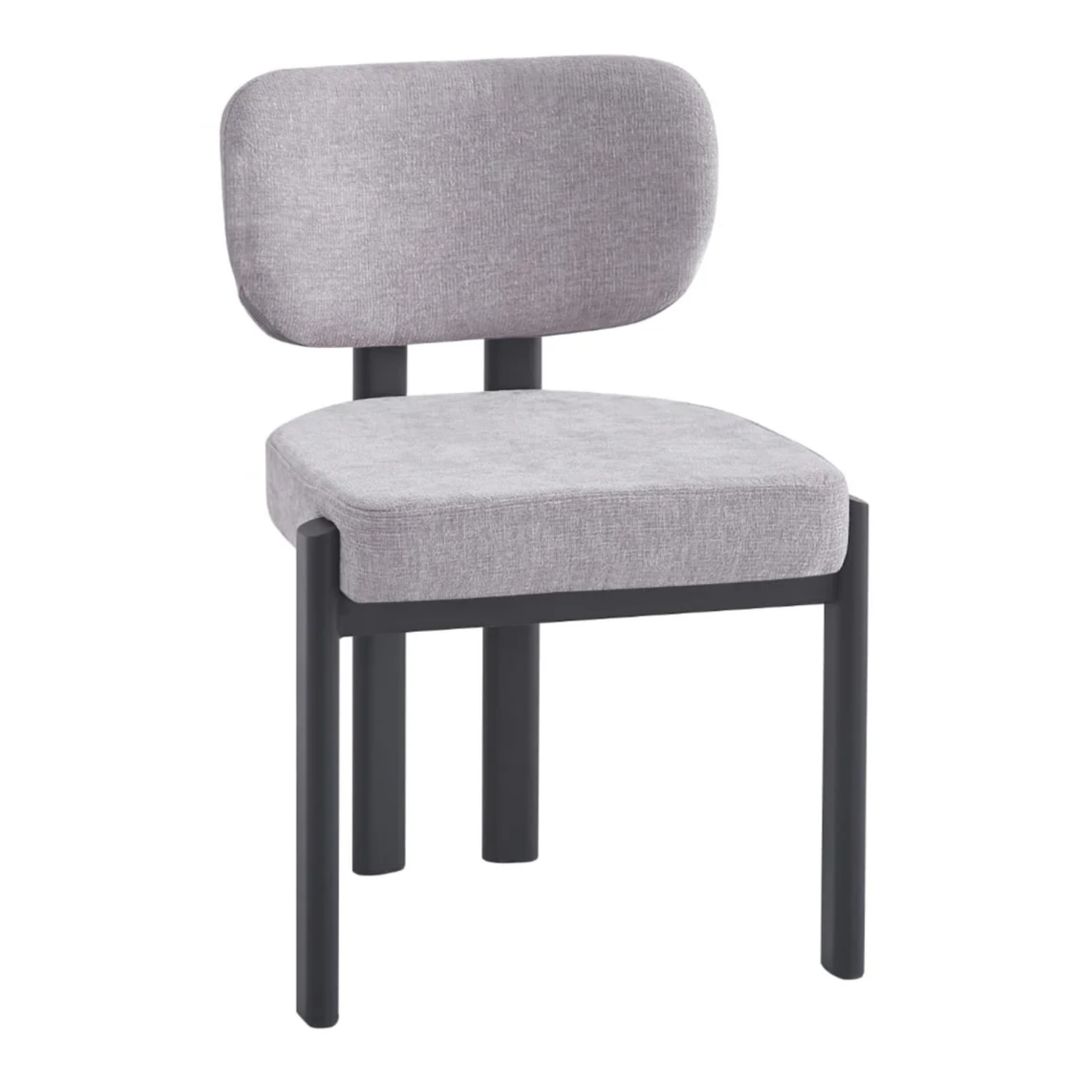 Chaise en tissu chenille et pieds métal noir
