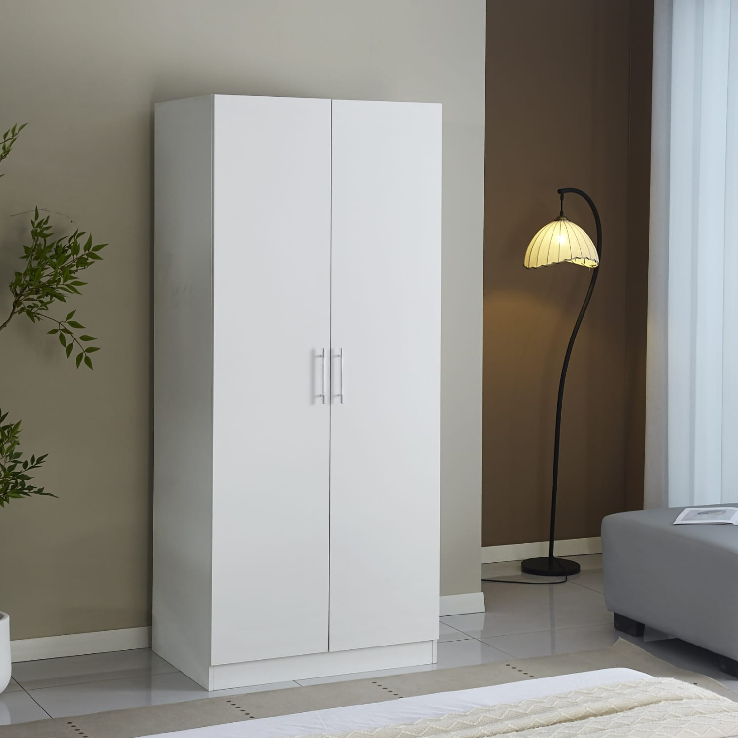 Armoire en Bois Blanc – Deux Portes – 188×81×58,5 cm