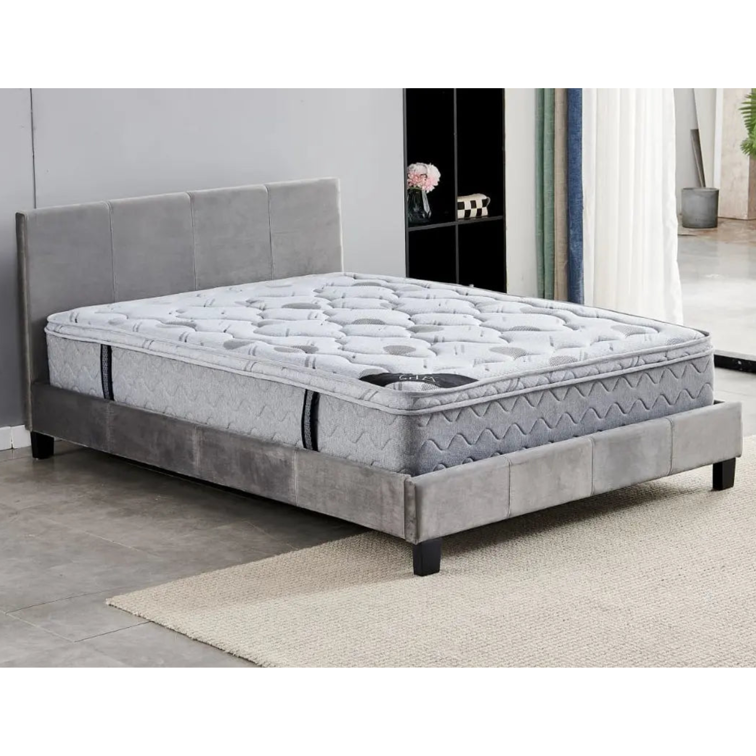 Lit Velours Bella 140x190 cm – Design Moderne et Élégant | Noir ou Taupe