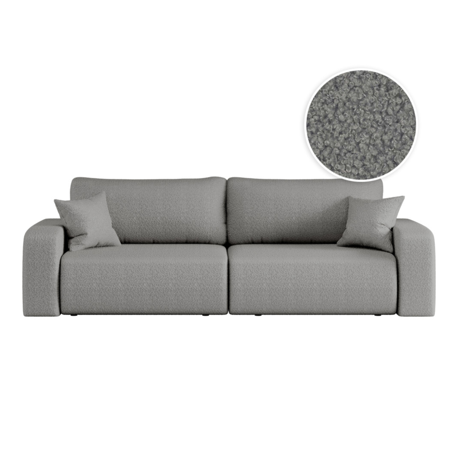 Canapé convertible 3 places – avec coffre de rangement – Tissu bouclette ou velours côtelé – Fabrication européenne