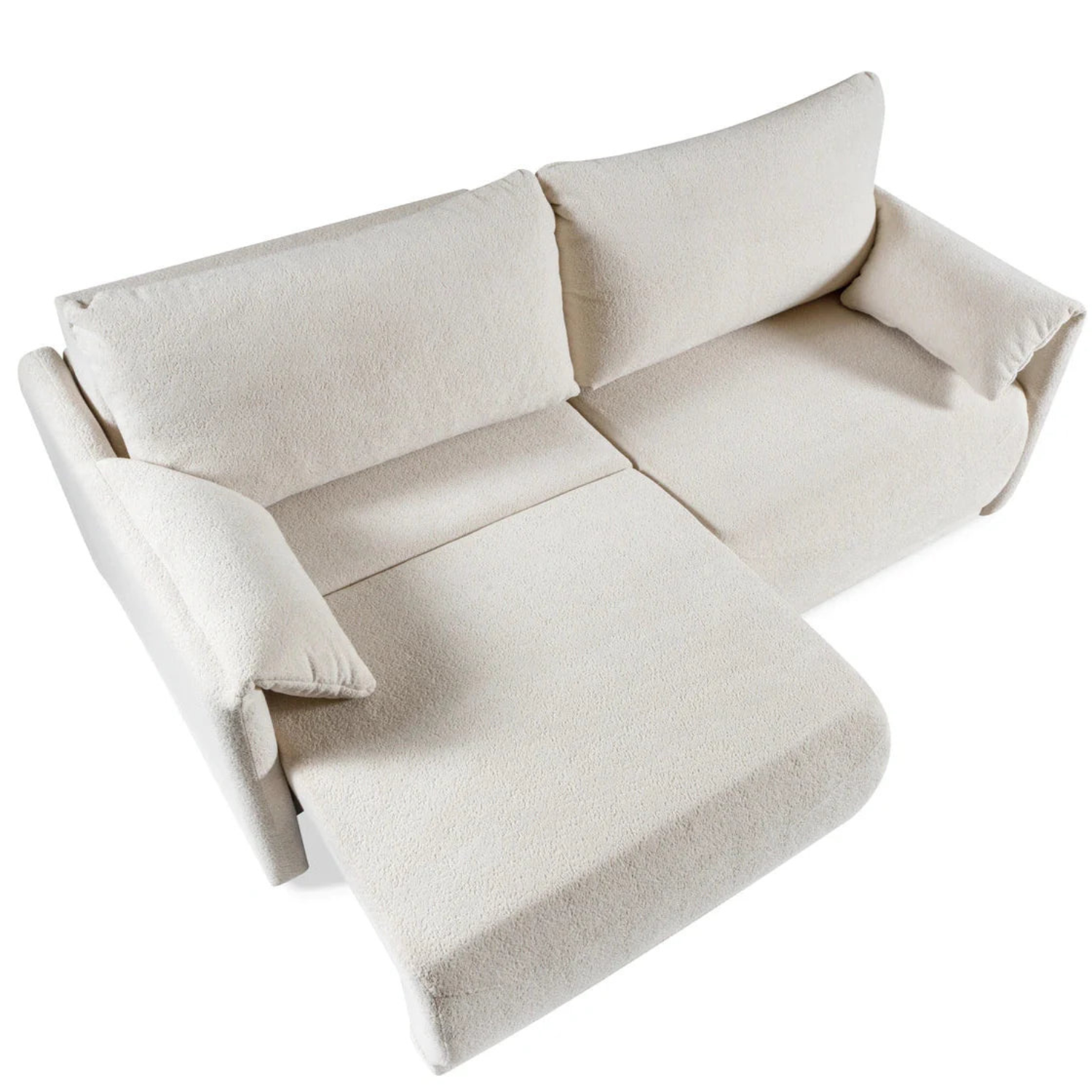 Canapé d’angle convertible écru avec couchage intégré design moderne