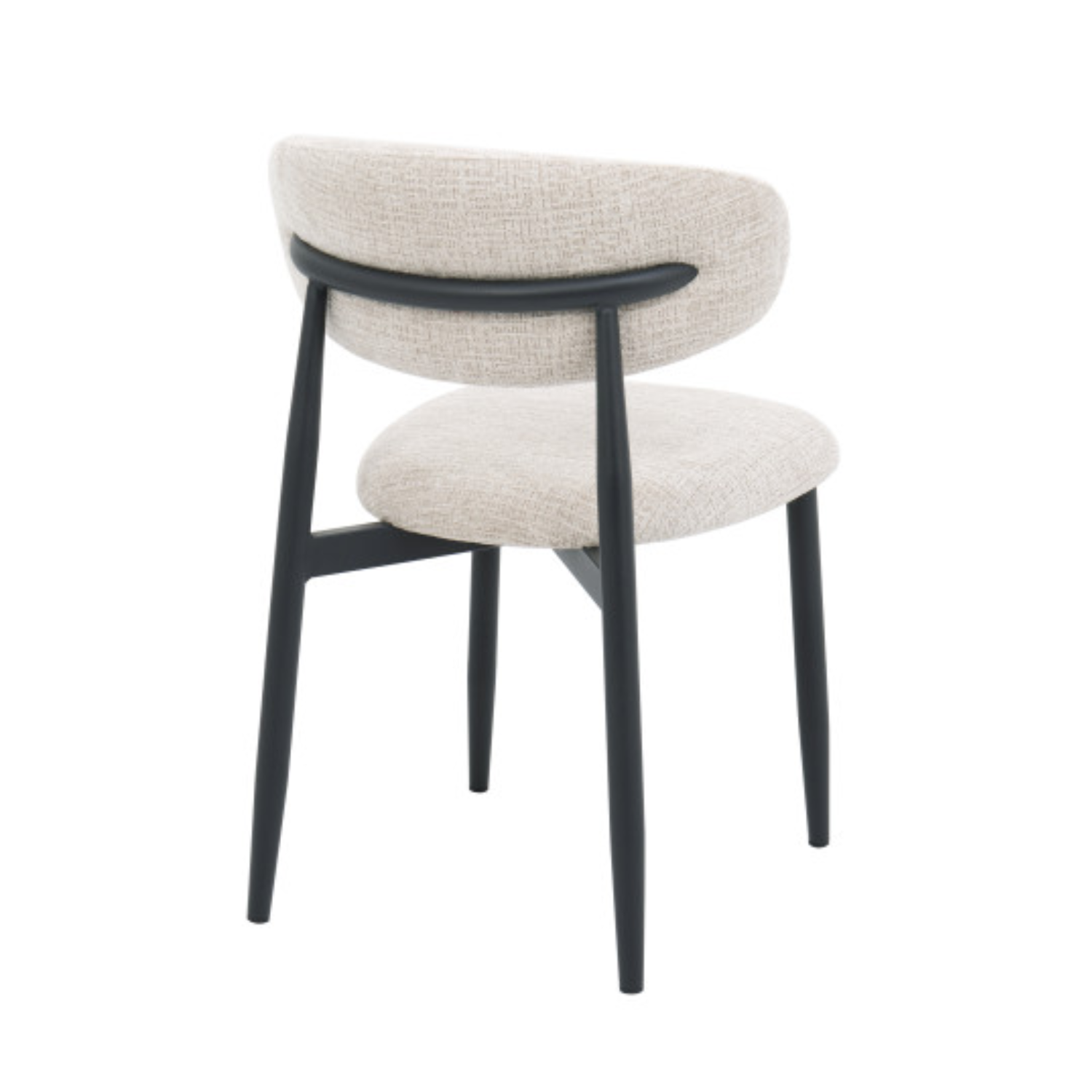 Chaise design – Assise et dossier en tissu, piétement acier (Beige ou Blanc)