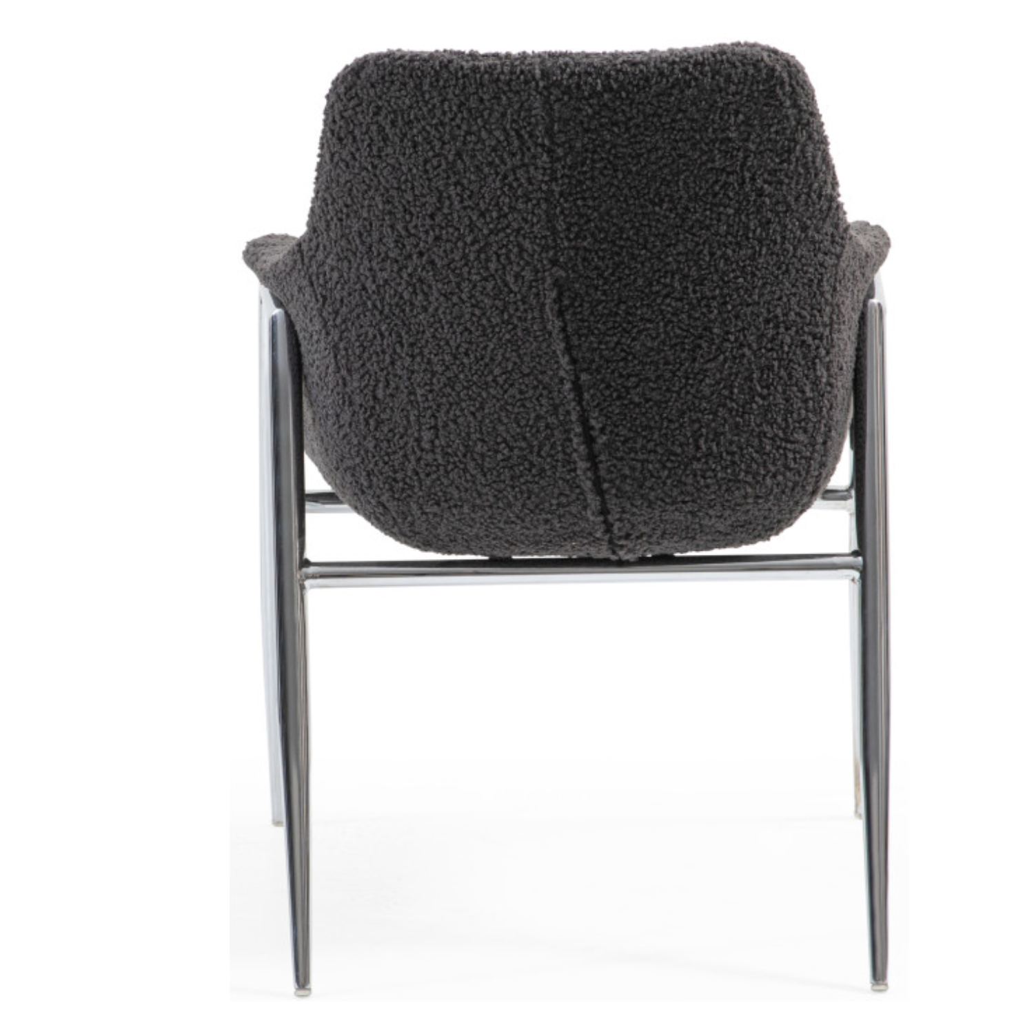Chaise design – Assise et dossier en tissu bouclette, piétement acier (Gris foncé)