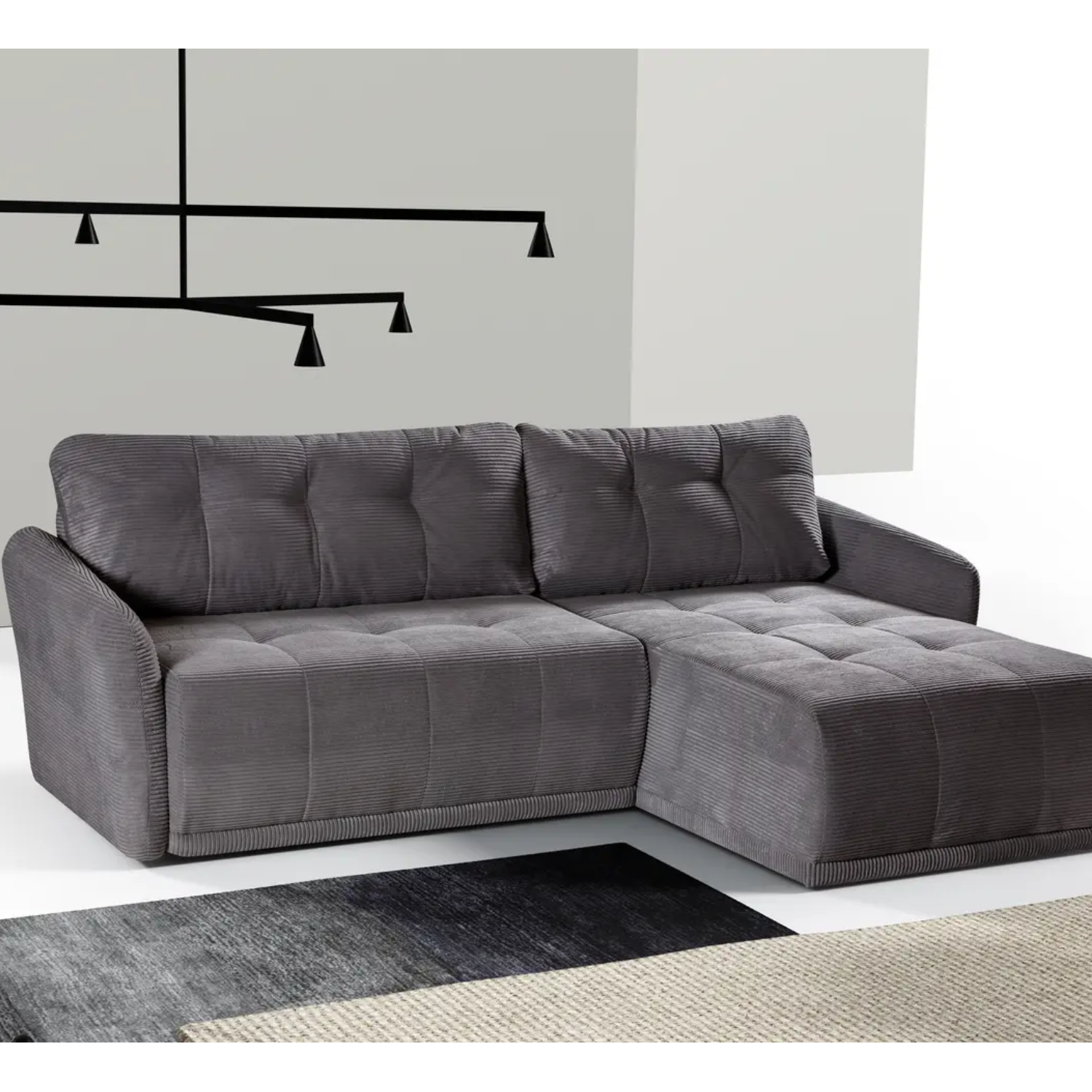 Canapé d’angle convertible – 250 cm – Couchage 140x200 cm – Design moderne avec coffre de rangement
