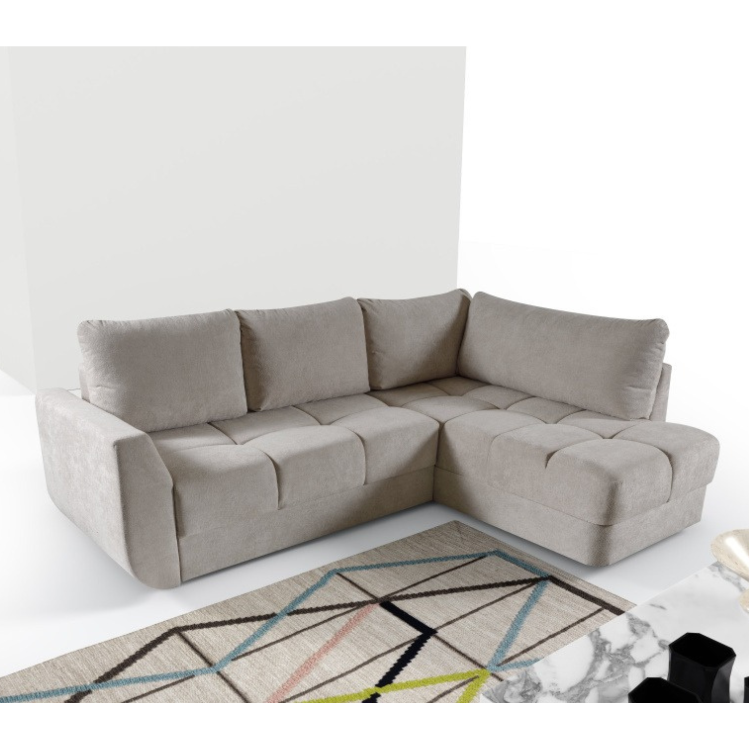 Canapé d’angle convertible avec rangement – 258 cm – Tissu Gerra 15