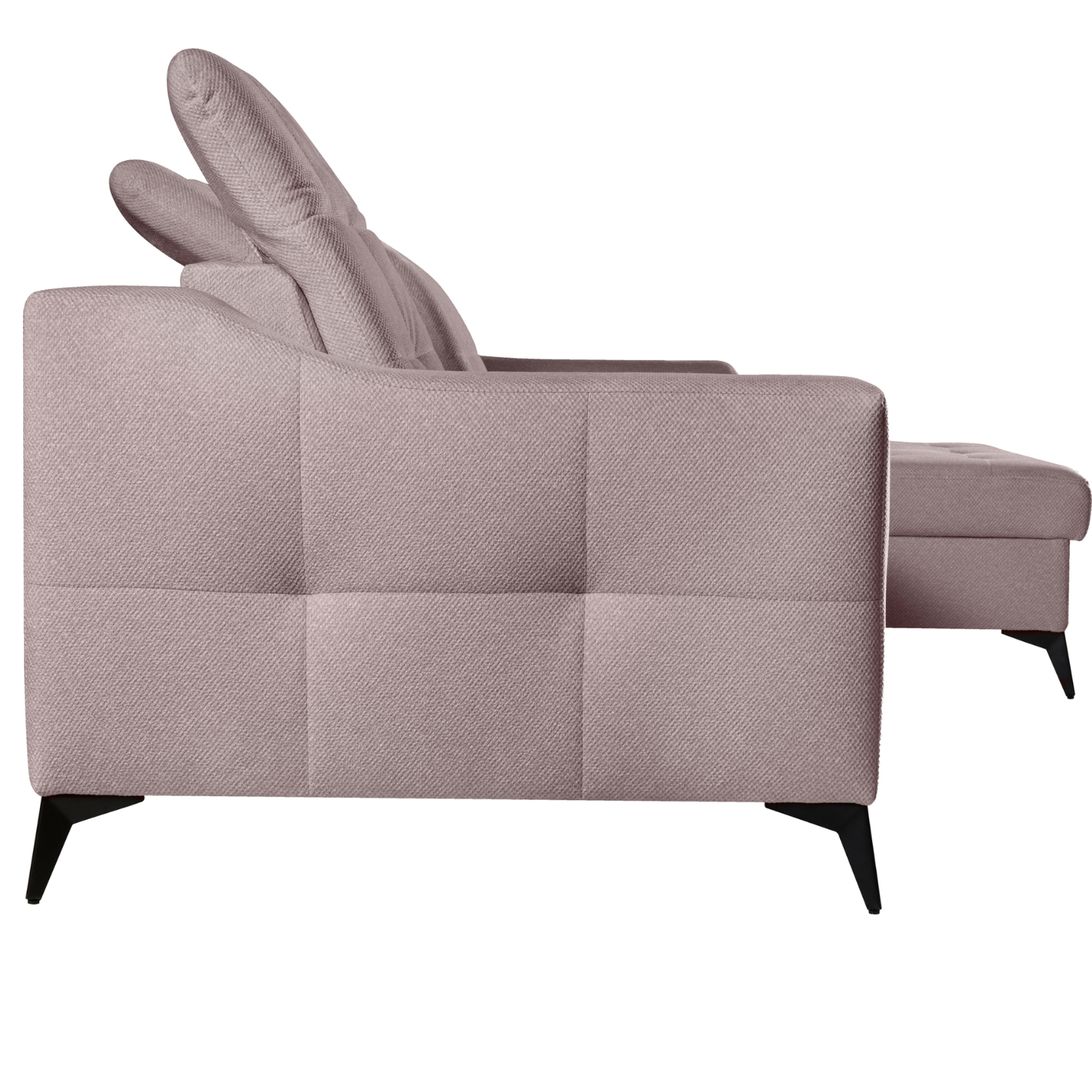 Canapé d’angle convertible en tissu avec appuis-tête réglables ,coffre et couchage 200x136 cm