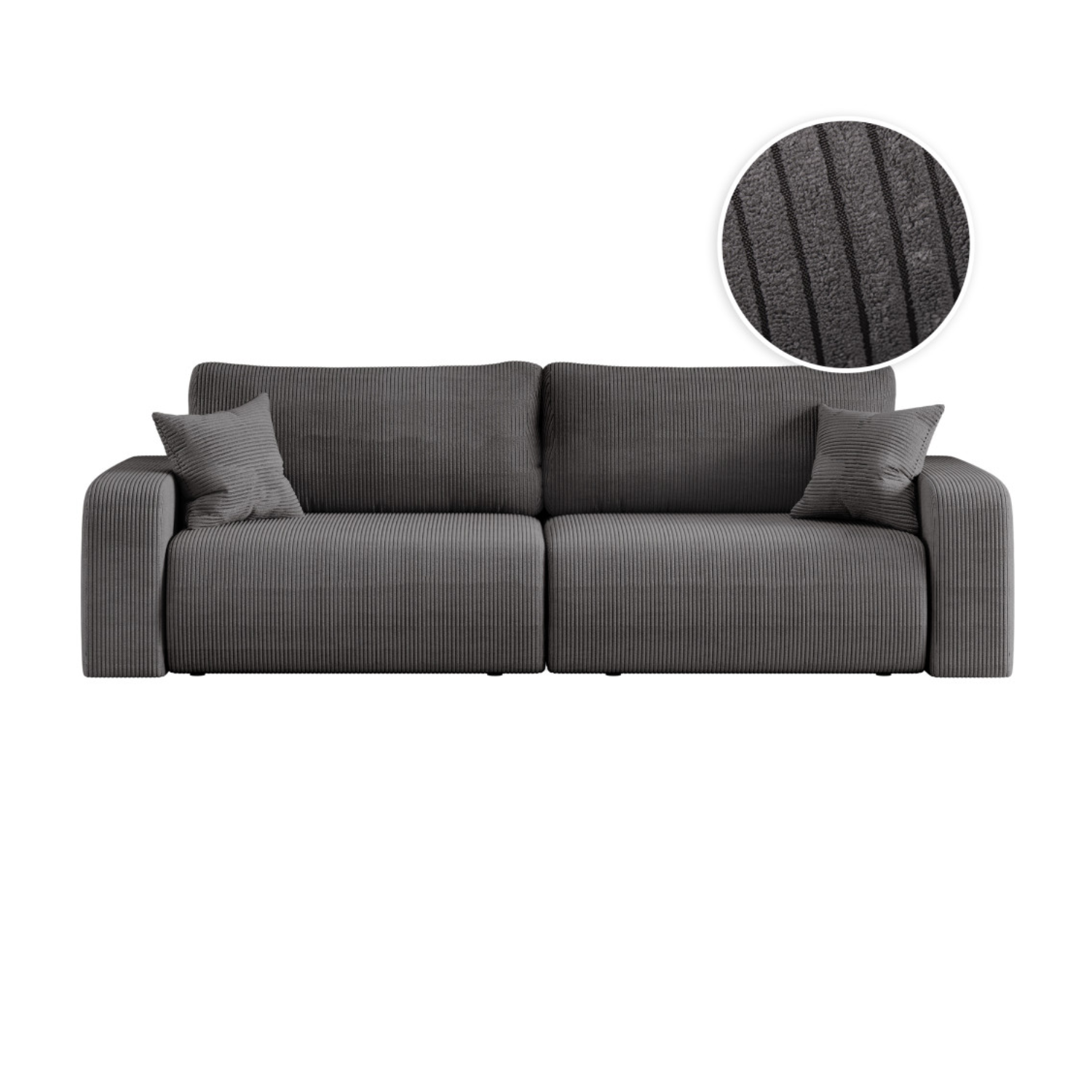 Canapé droit 3 places convertible en velours côtelé