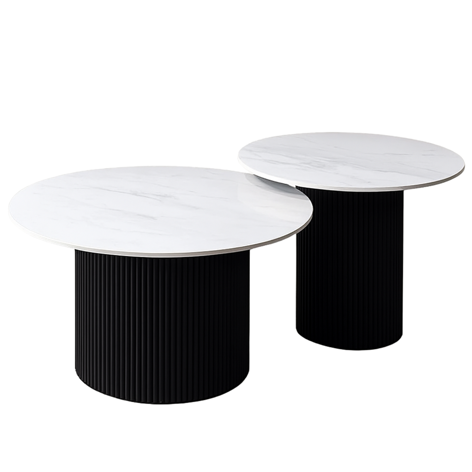 Table basse gigogne marbre blanc, structure blanche