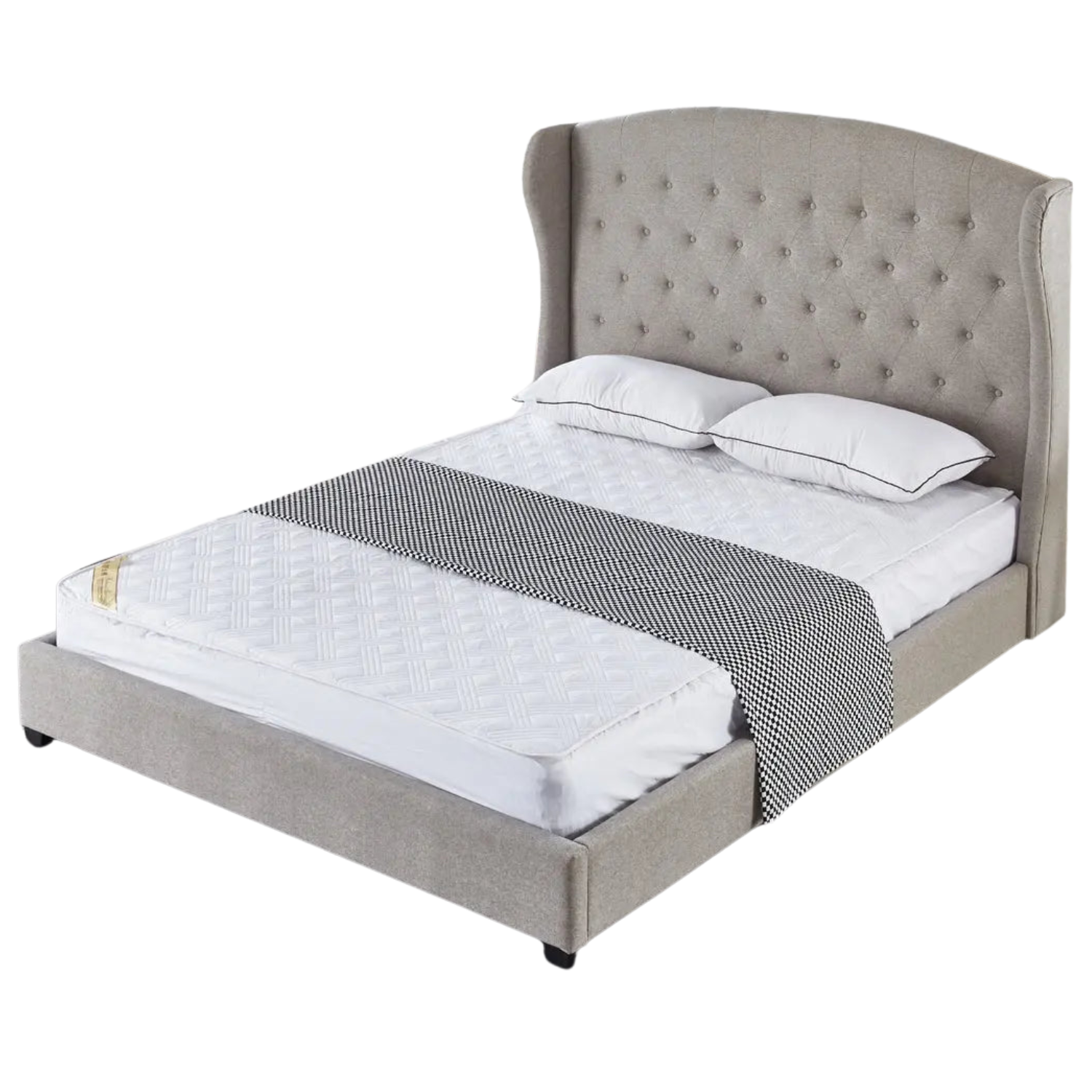 Lit Capitonné Tissu – Gris ou Taupe – VERONA – 140x190 cm ou 160x200 cm