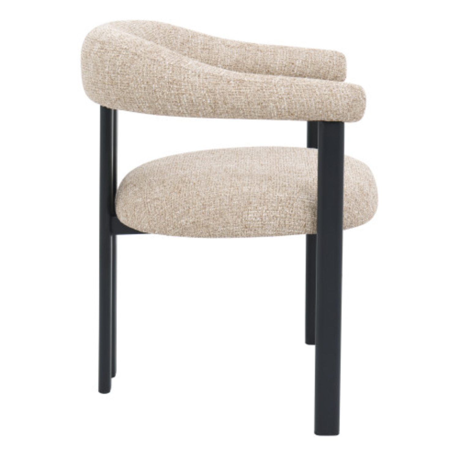 Chaise design – Tissu bouclé marron & piètement métal noir