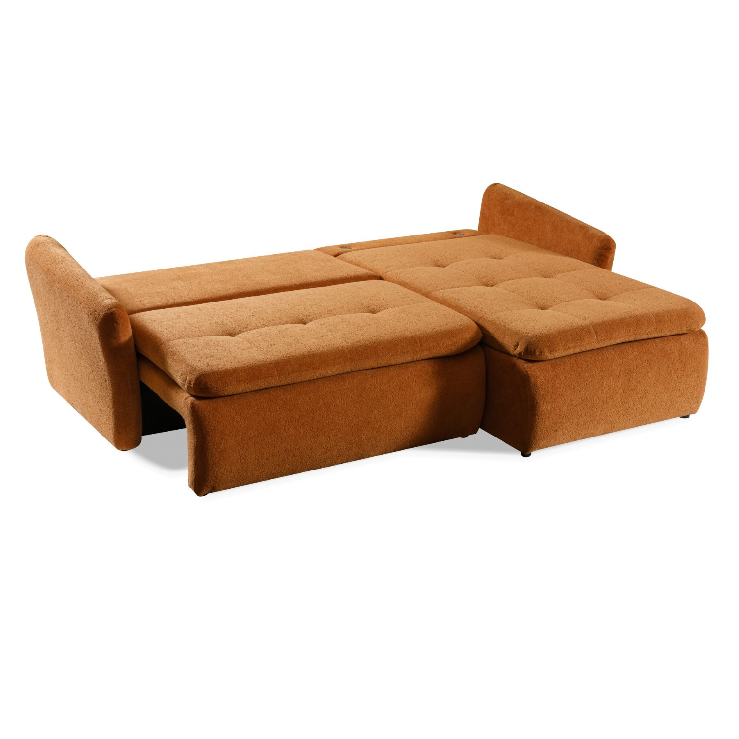 Canapé d’angle convertible 246 cm – Tissu matelassé cannelle – Universel (droite/gauche)