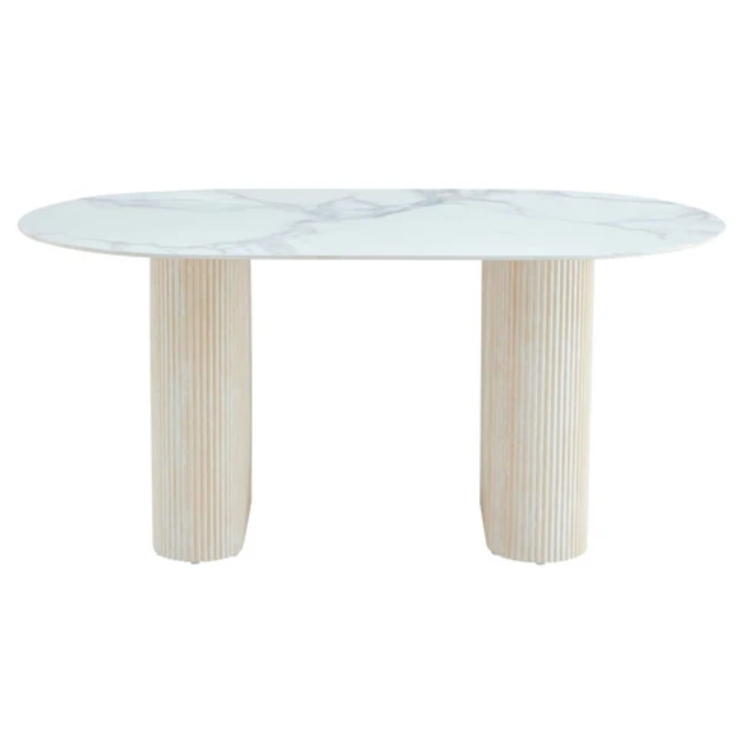 Table à manger – Design pierre naturelle – Plateau céramique marbre ou travertin – Pied effet travertin ou beige – 160 ou 180 cm
