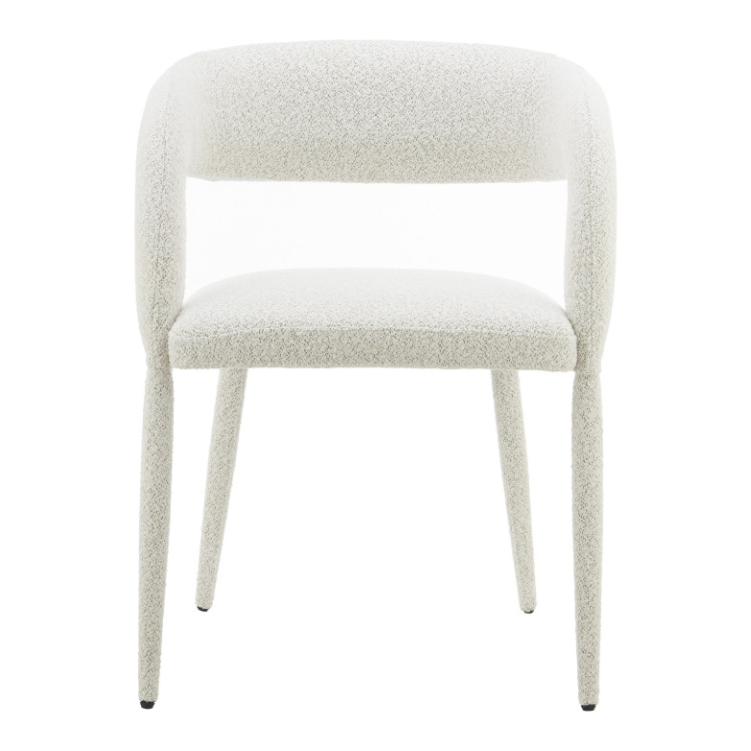 Chaise design – Assise et dossier en tissu bouclé, piétement acier (Beige / Blanc)