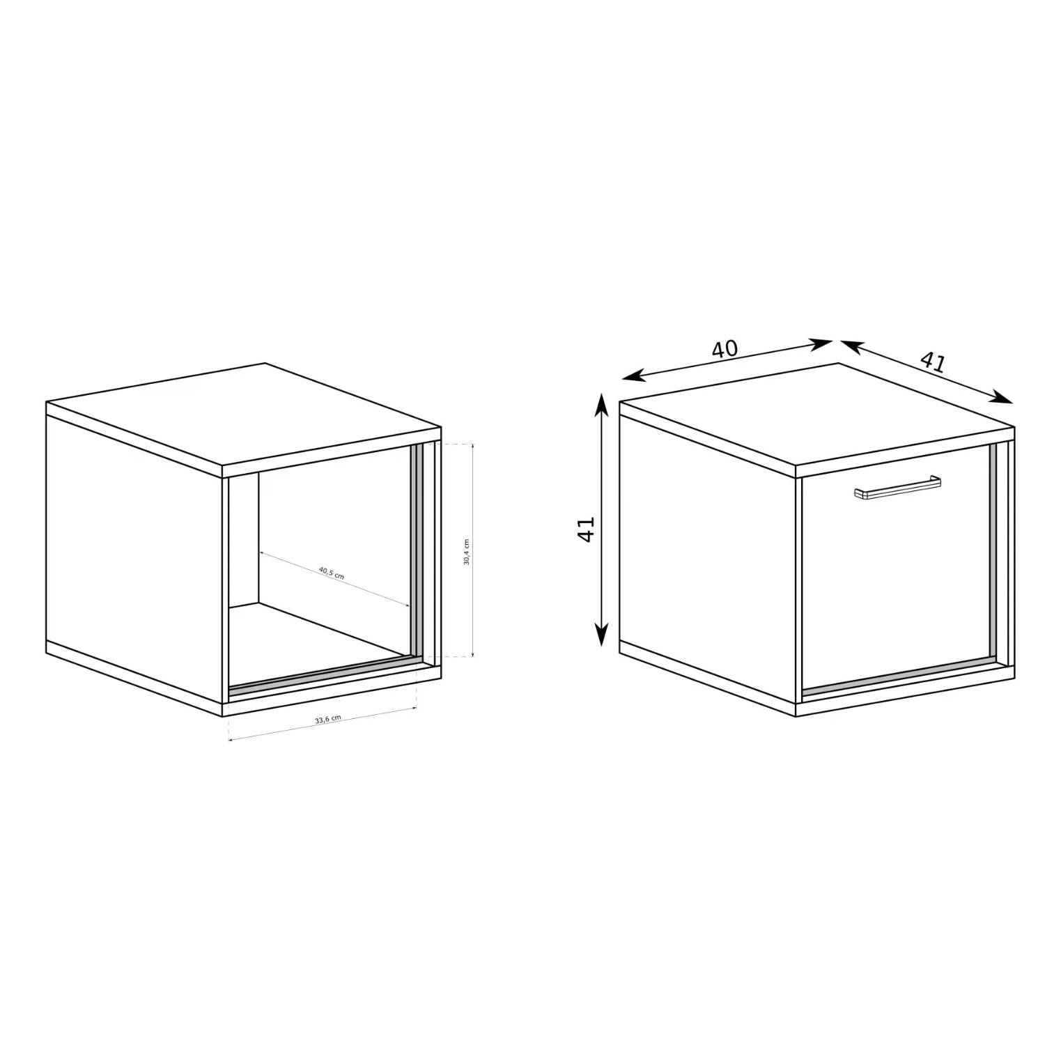 Table de chevet compacte avec tiroir et poignée métal – Design moderne clair et pieds optionnels
