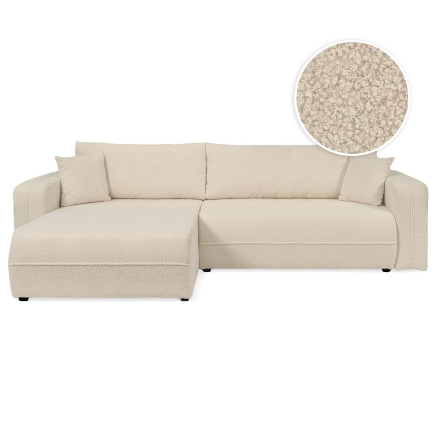 Canapé d'angle max réversible et convertible 5 places en tissu bouclettes