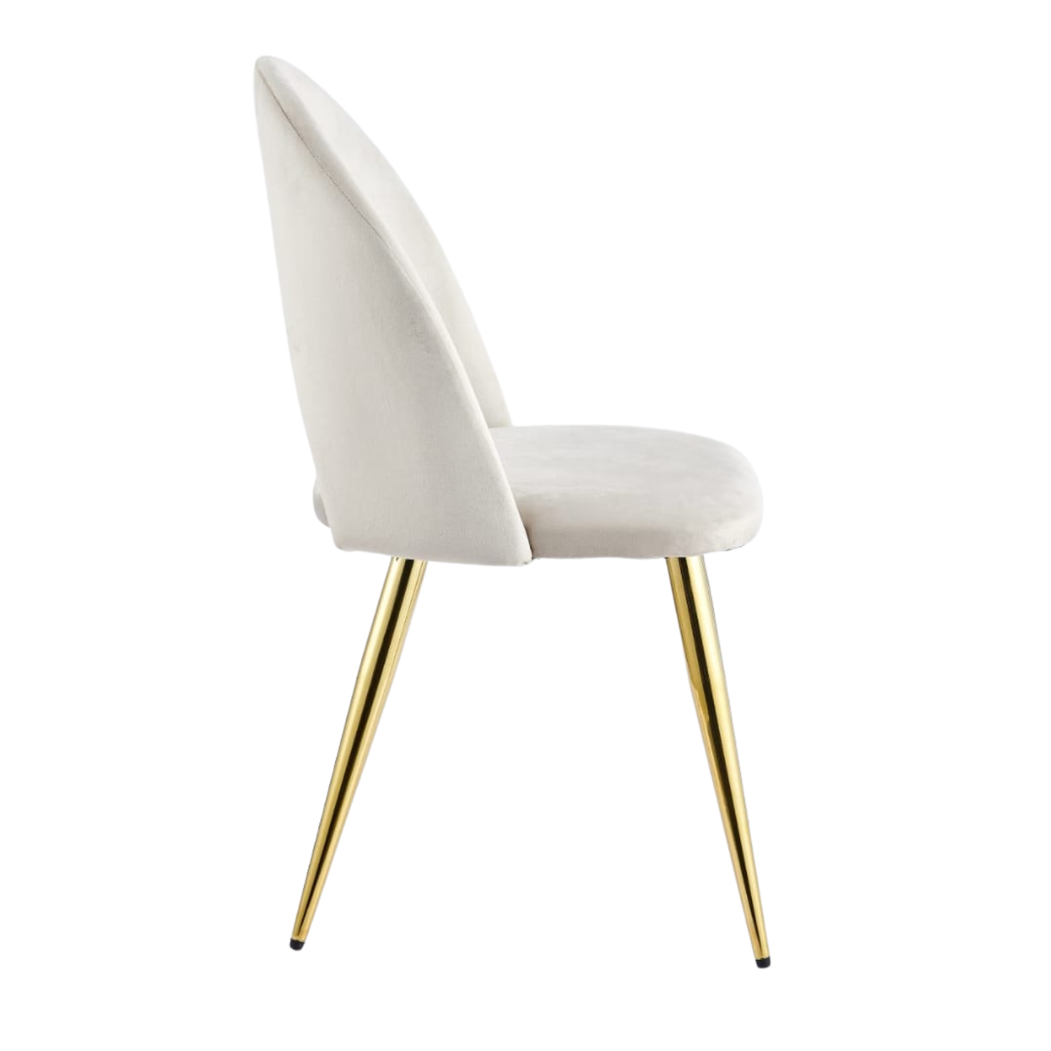 Chaise en velours avec piètement noir ou doré – L 45 cm x P 45 cm x H 90 cm