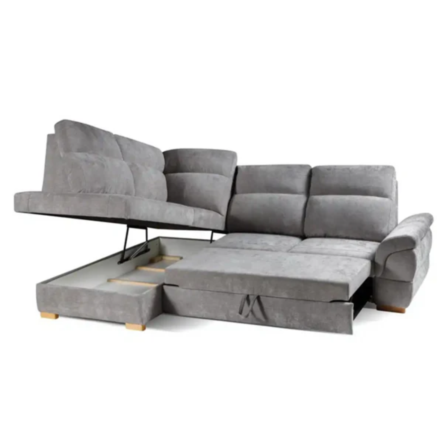 Canapé d’angle convertible avec coffre – 272x201 cm – Couchage 200x140 cm