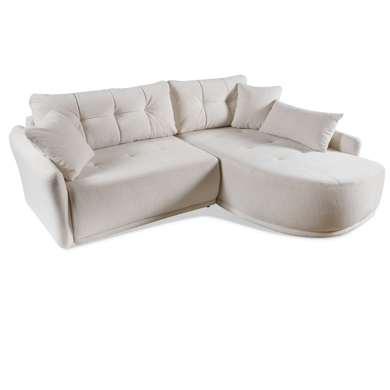 Canapé d’angle extensible avec rangement – 246 cm – Côté droit – Beige