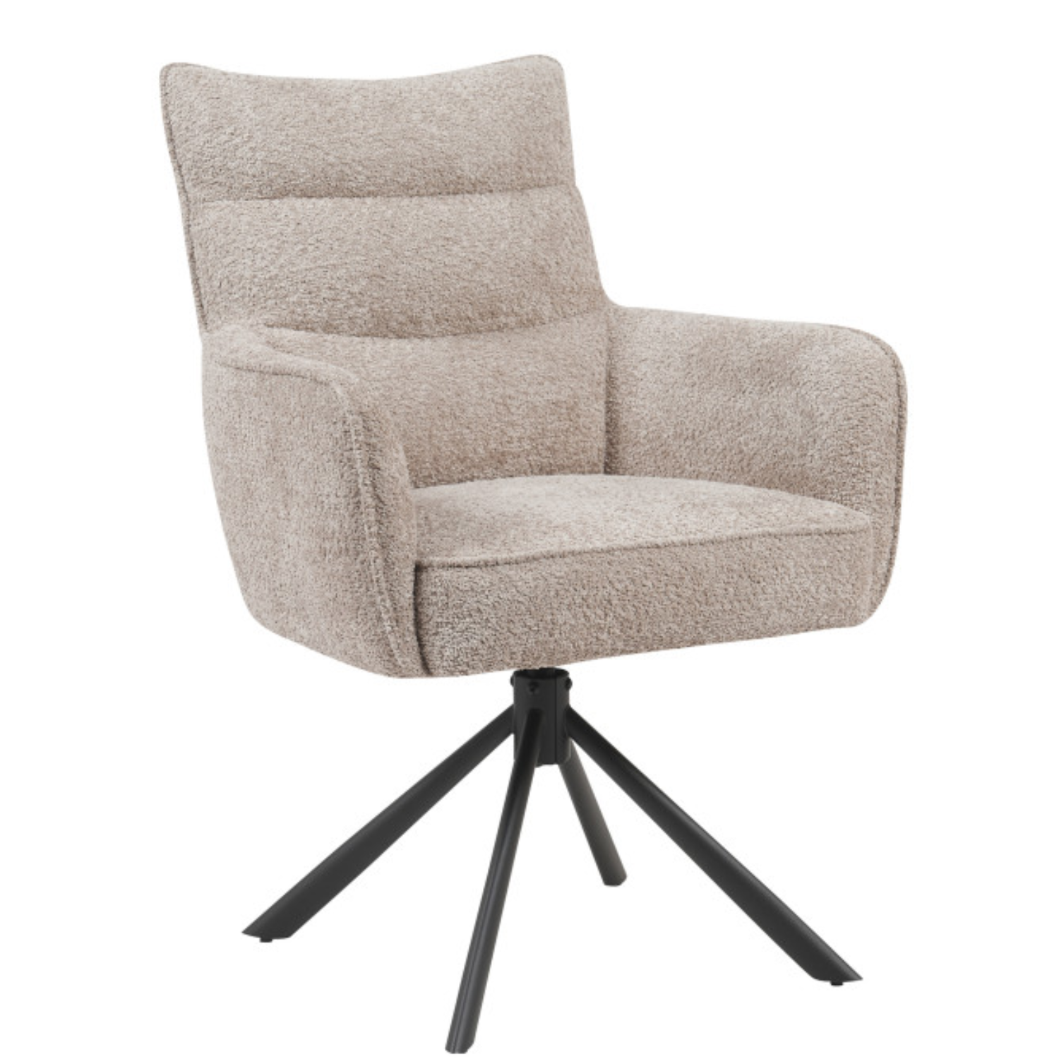 Chaise design – Assise en tissu bouclé, piétement acier pivotant (Beige ou Taupe)