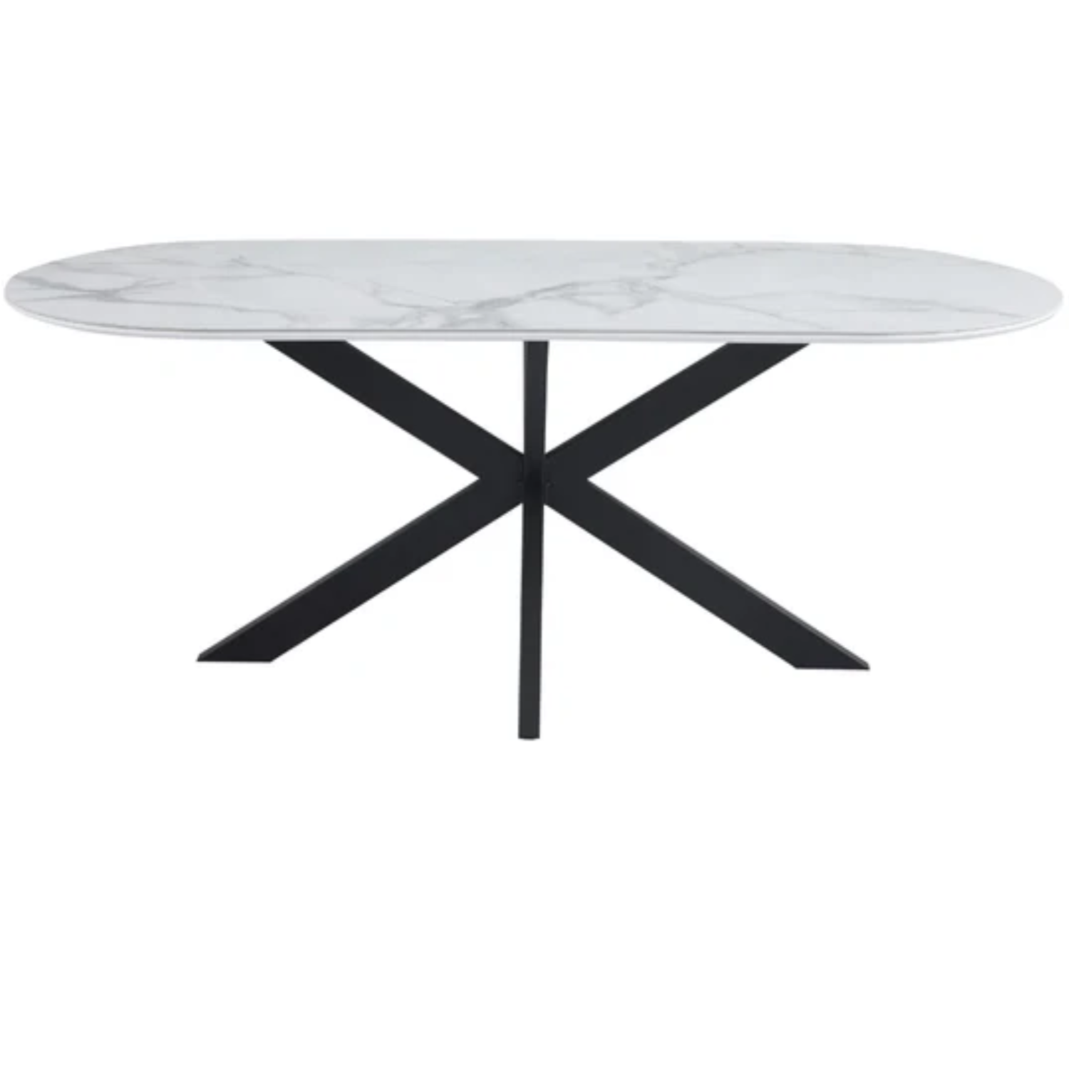 Tables à manger en Céramique Effet Marbre Blanc et Bases Métalliques