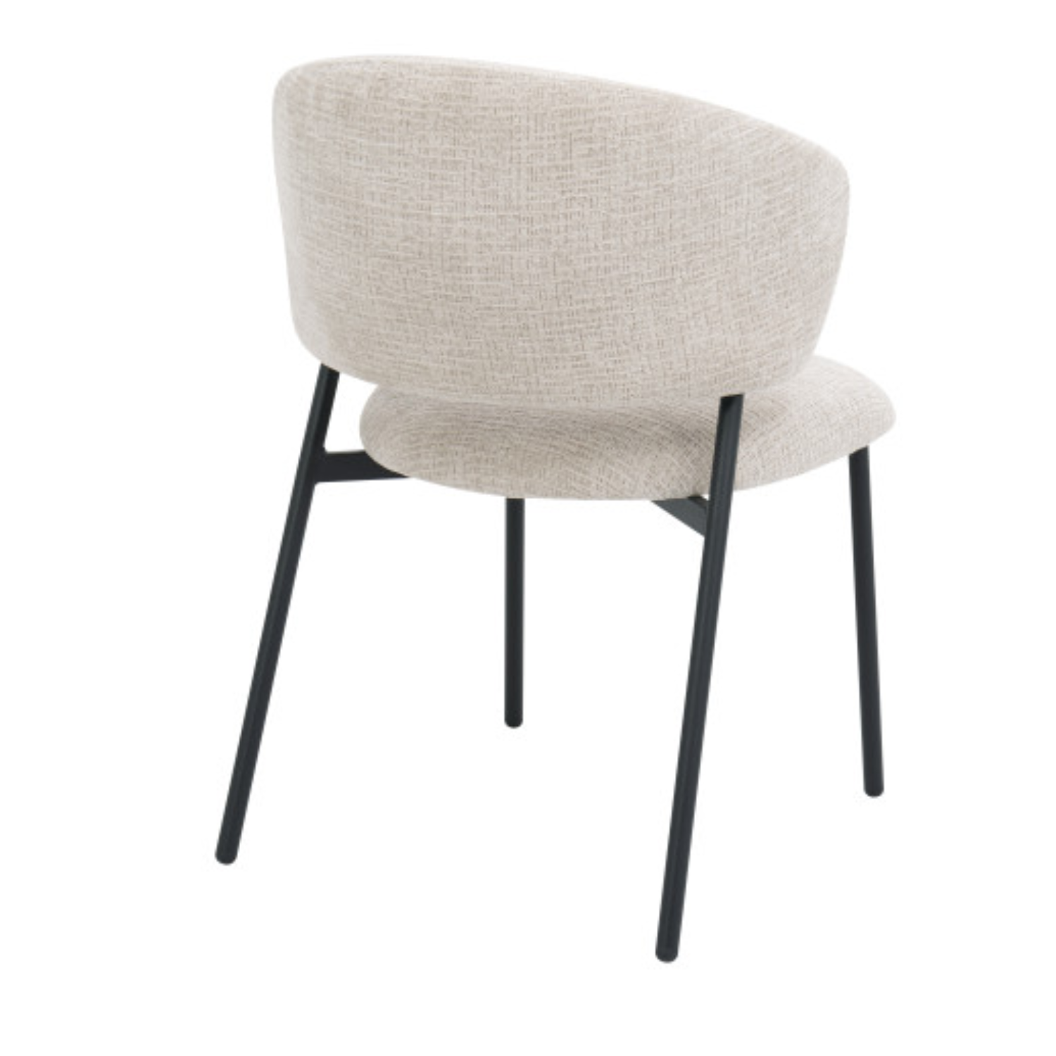 Chaise design – Tissu texturé & piètement acier noir (Beige ou Blanc)