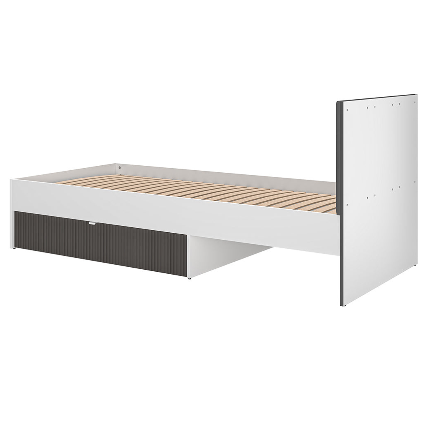 Lit Moderne avec Finition Graphite Mat & Blanc – 90x207 cm