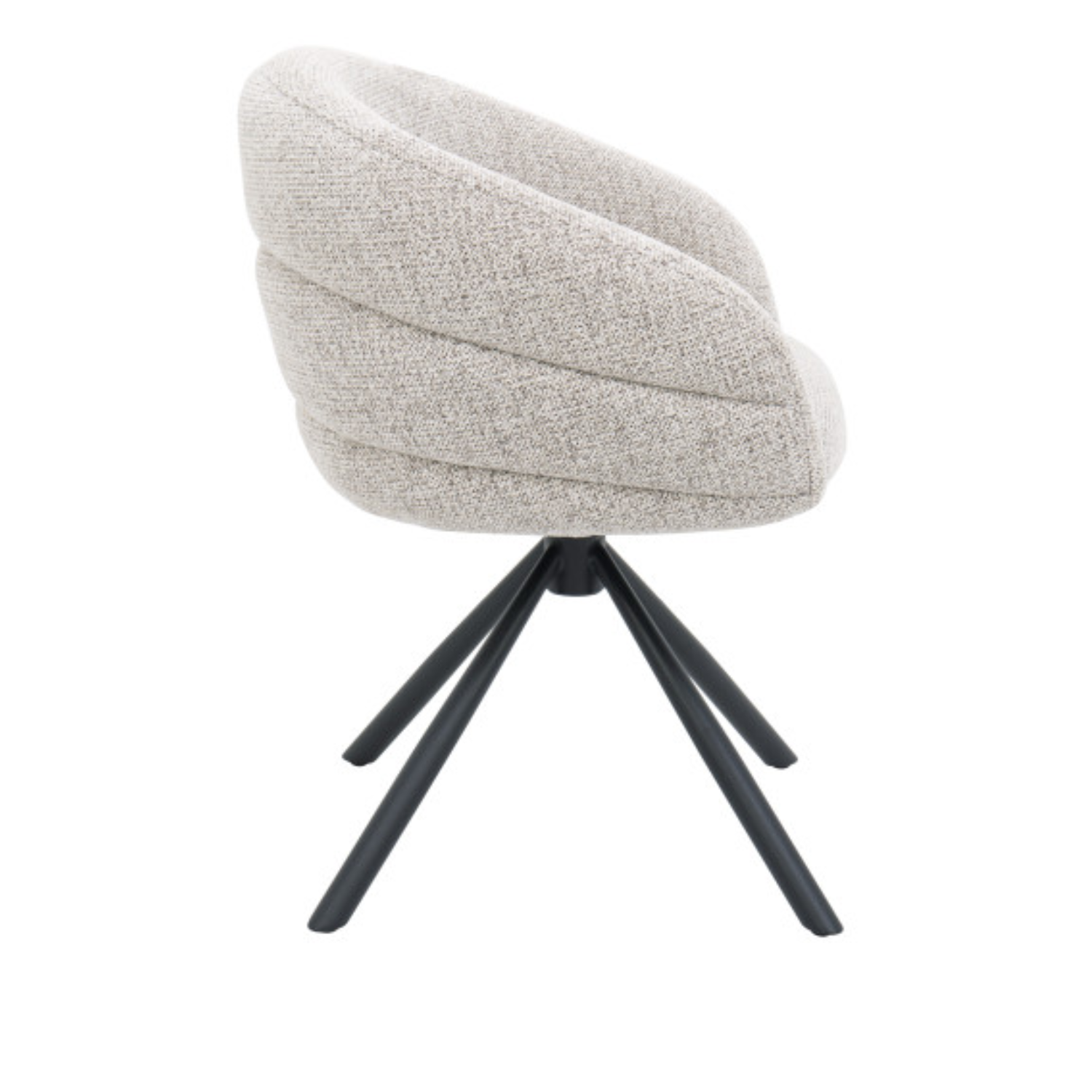 Chaise design pivotante 360° – Assise en tissu texturé, piétement en acier noir (Beige ou Taupe)