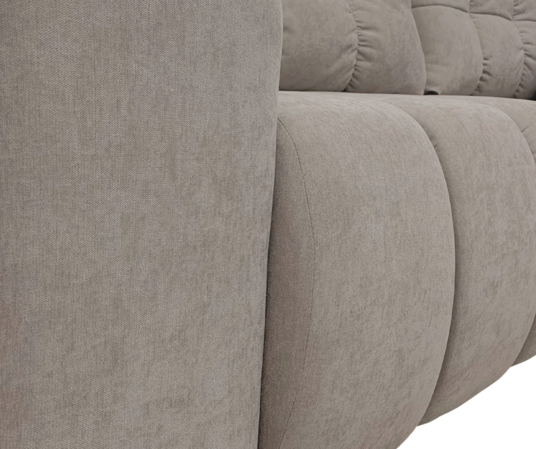 Canapé d’angle convertible en tissu Taupe, fonction couchage et coffre intégré