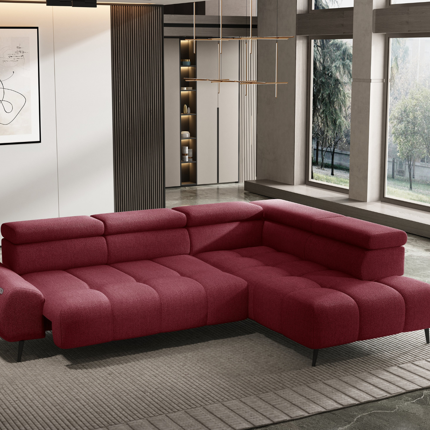 Canapé d'angle moderne avec réglage électrique de la profondeur d'assise Le canapé d'angle