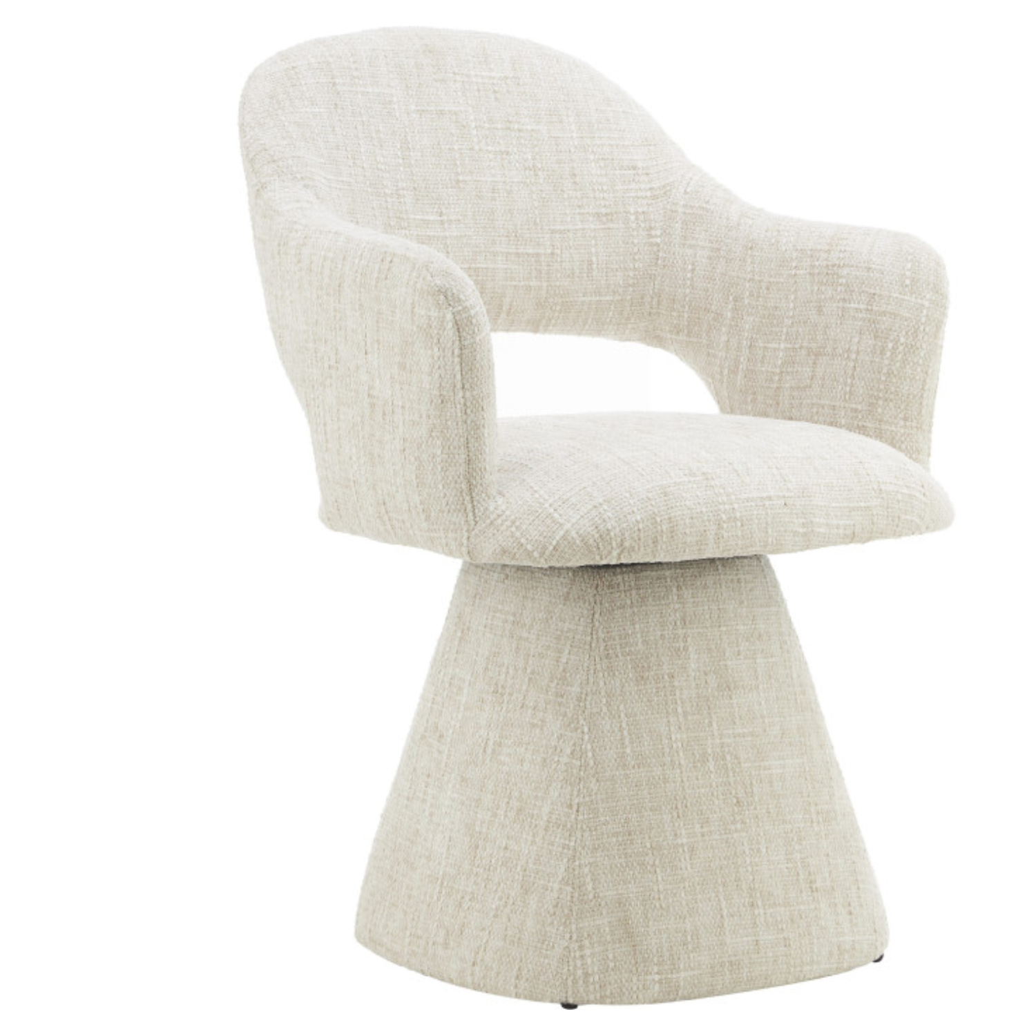 Chaise design – Coque enveloppante en tissu & base trapézoïdale (Beige ou Gris clair)