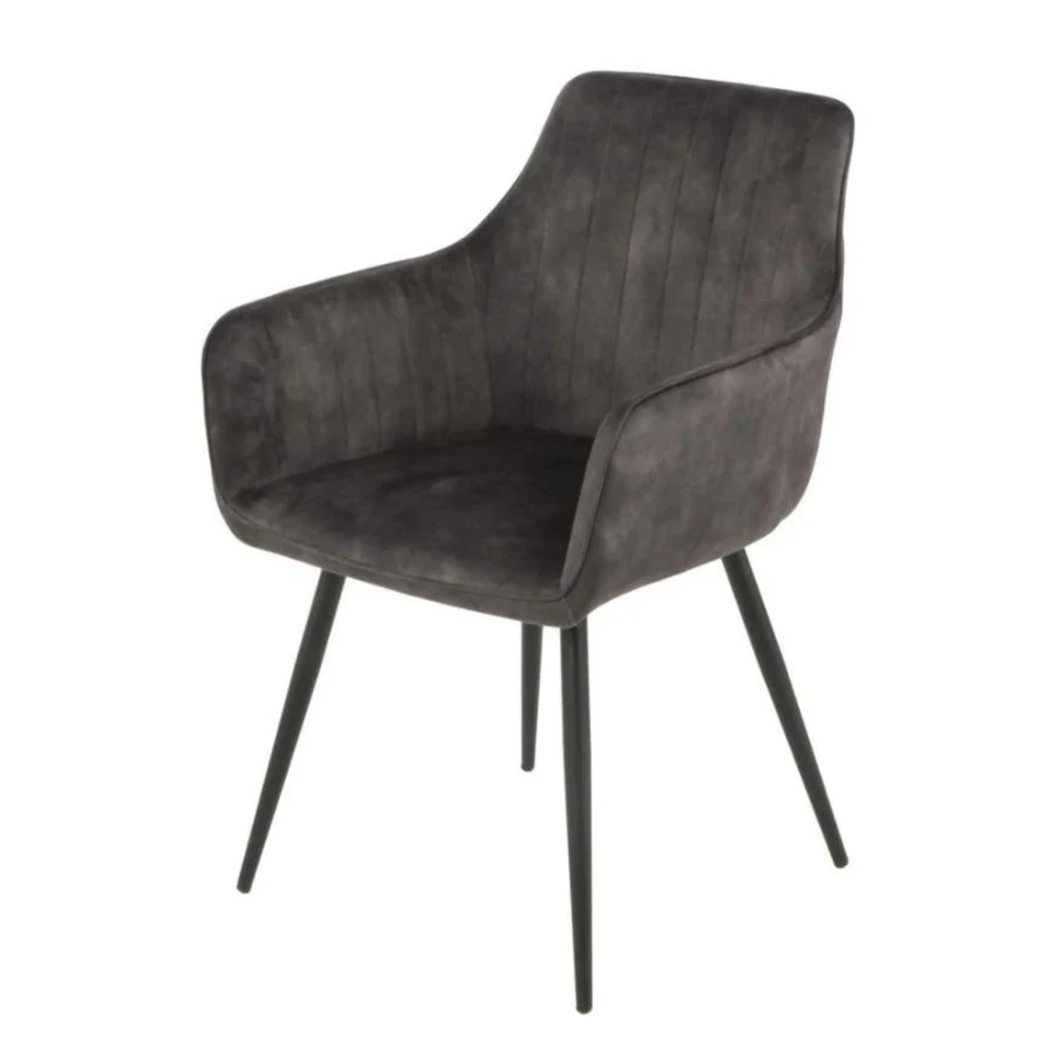 Chaise – Assise Rembourrée en Tissu Gris ou Beige, Pieds Métal Noir, Design Rustique et Contemporain