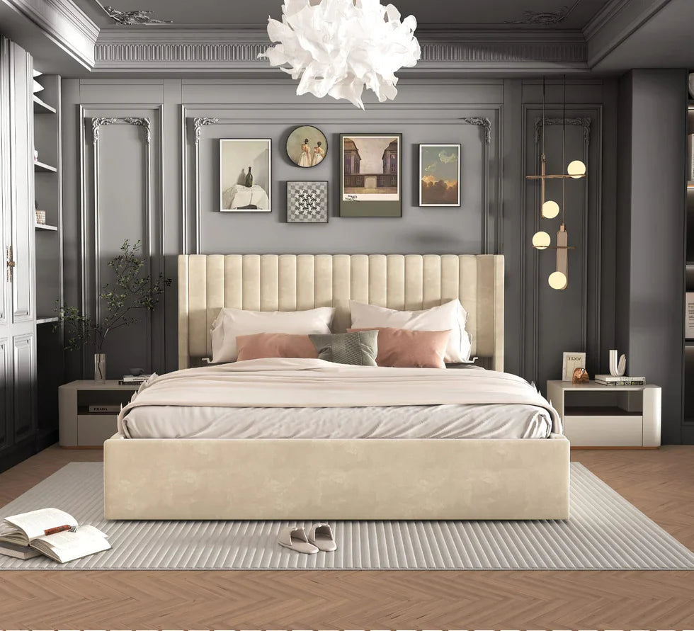 Lit Double Coffre AMÉLIA en Velours – Élégance, Confort et Rangement|Offre Spéciale|Decora Home