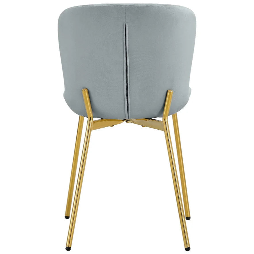 Lot de 4 chaises de bureau ELEN – Velours gris & structure en acier doré - Decora Home