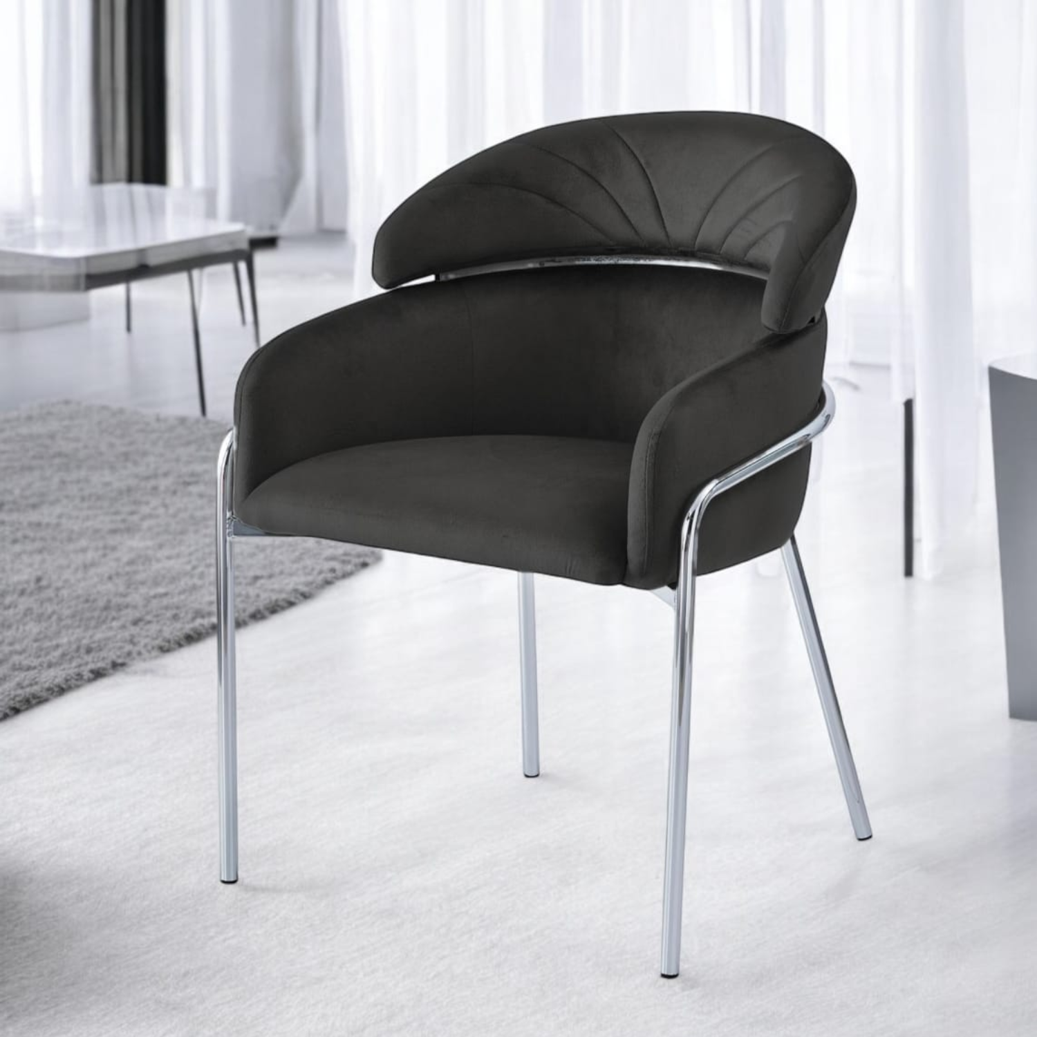 Chaise en Velours – Pieds Métalliques – L.60 x P.55 x H.80 cm