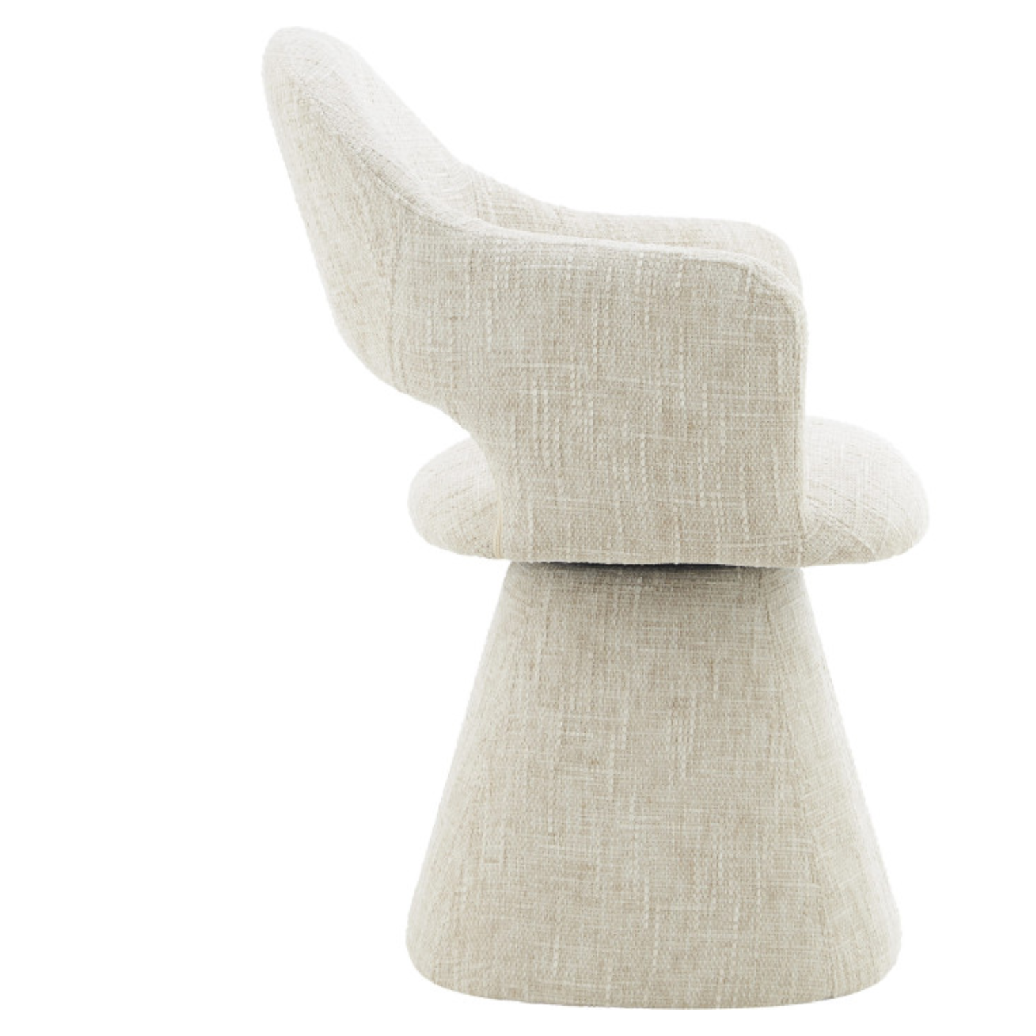 Chaise design – Coque enveloppante en tissu & base trapézoïdale (Beige ou Gris clair)