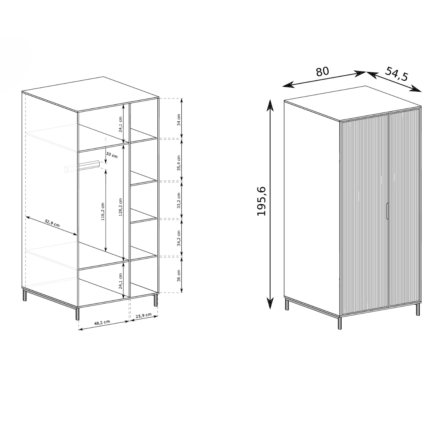 Armoire Spacieuse avec Étagères et Tringle - Decora Home