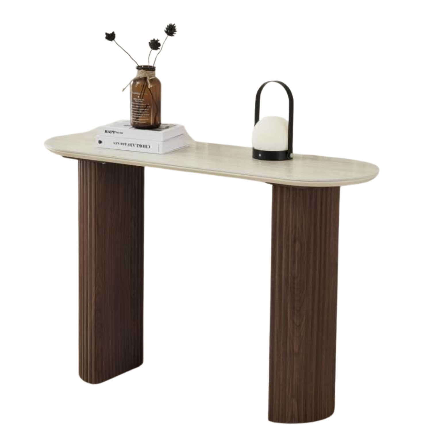 Console 120x40x80 cm – Plateau en céramique, Piétement MDF Travertin ou Noyer, Design Moderne