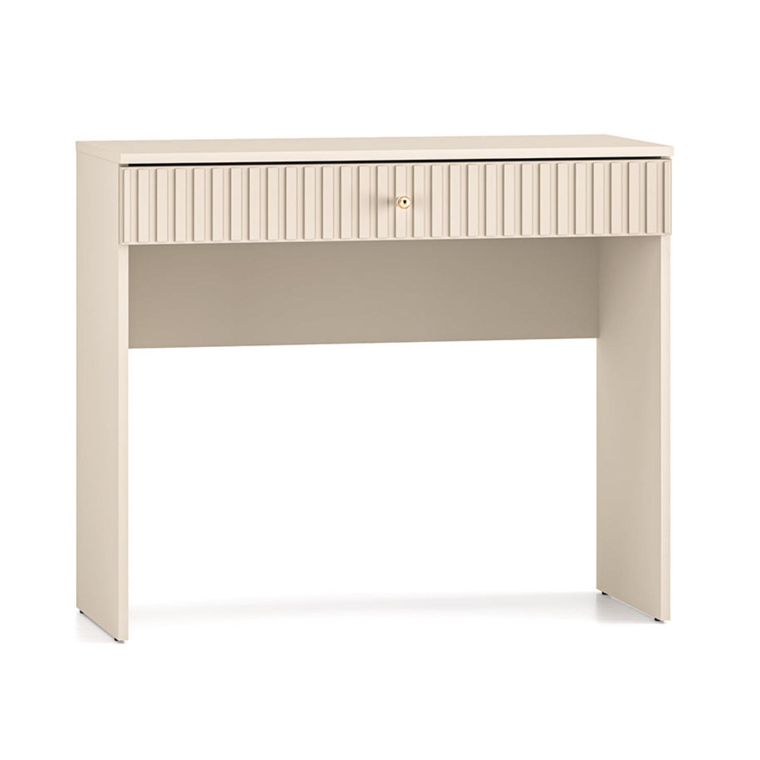 Coiffeuse Sofina en MDF Cachemire avec Tiroir Spacieux et Pieds Métalliques Noirs