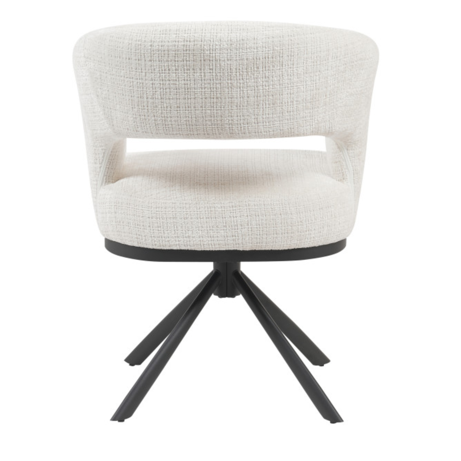 Chaise design pivotante 360° – Assise en tissu bouclé texturé, piétement en acier (Beige ou Taupe)